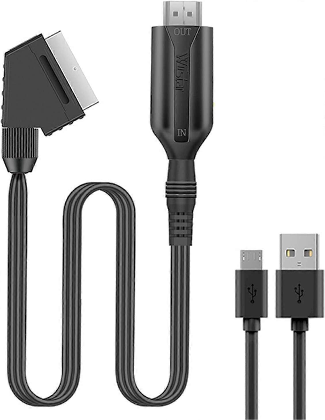 SCART to HDMI Converter, 1080p/720 HDMI output Scart input adapter player support with Scart cable for HDTV, DVD, BLU-Ray, VCR,