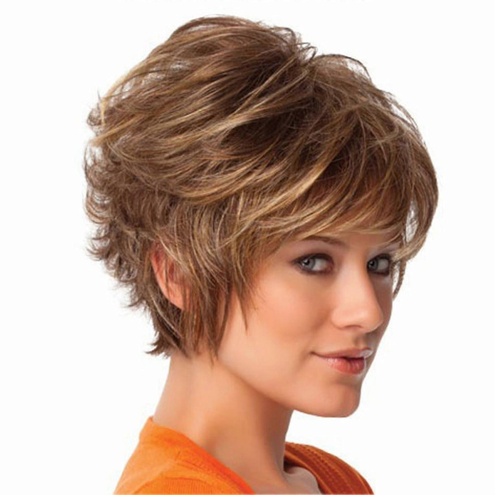 Short Layered Wig No Tangled High Simulation Temperature Resistant Layered Short Blonde Wigs with Bangs for Girl