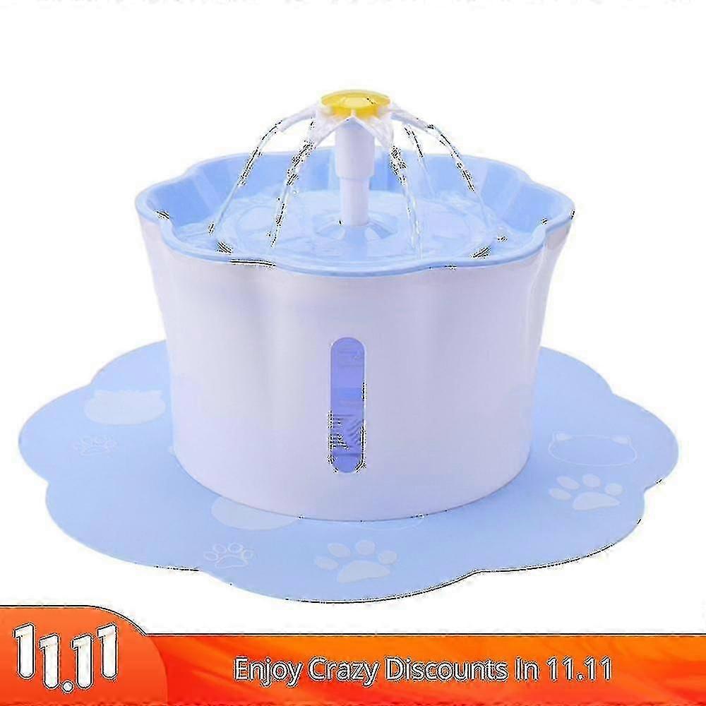 Sajy Automatic Pet Drinking Fountain 2.6l Dc5v Usb Charging Lily Shape-with/without Mat - B Blue