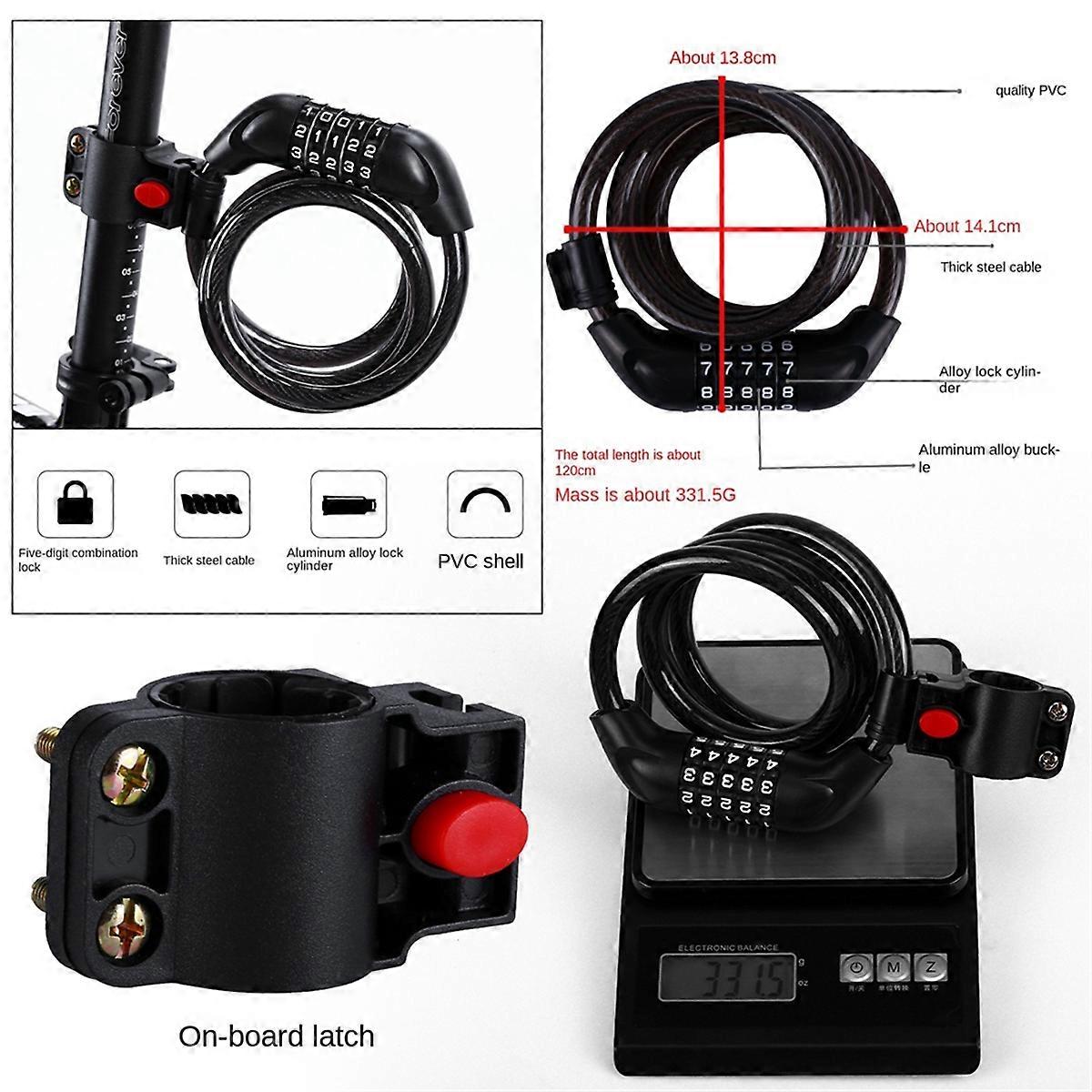 Bicycle Locks, Electric Bike Five-Digit , Black