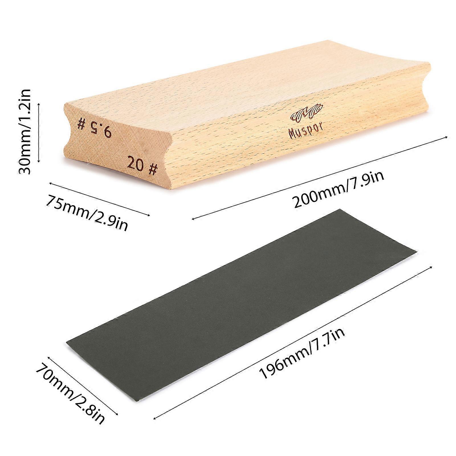 Wooden Two-Way Radius Guitar Sanding Block for Fret Leveling, Fingerboard with 2 Sandpaper - Luthier Tool