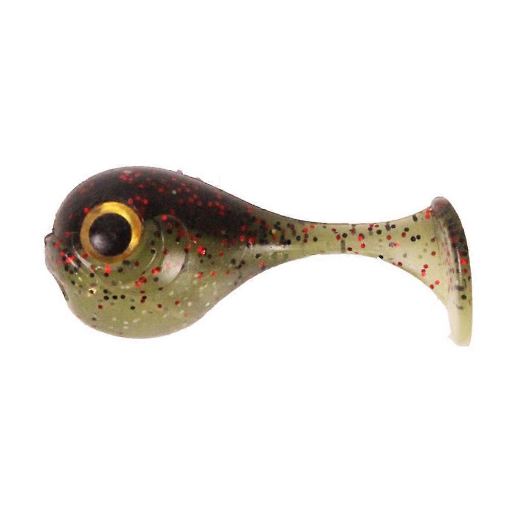 10Pcs/Lot Big for Head Soft Lure Artificial T-Tail Soft Realistic Fishing Baits Lifelike Two-color PVC Attractive Crankb Sauce Green