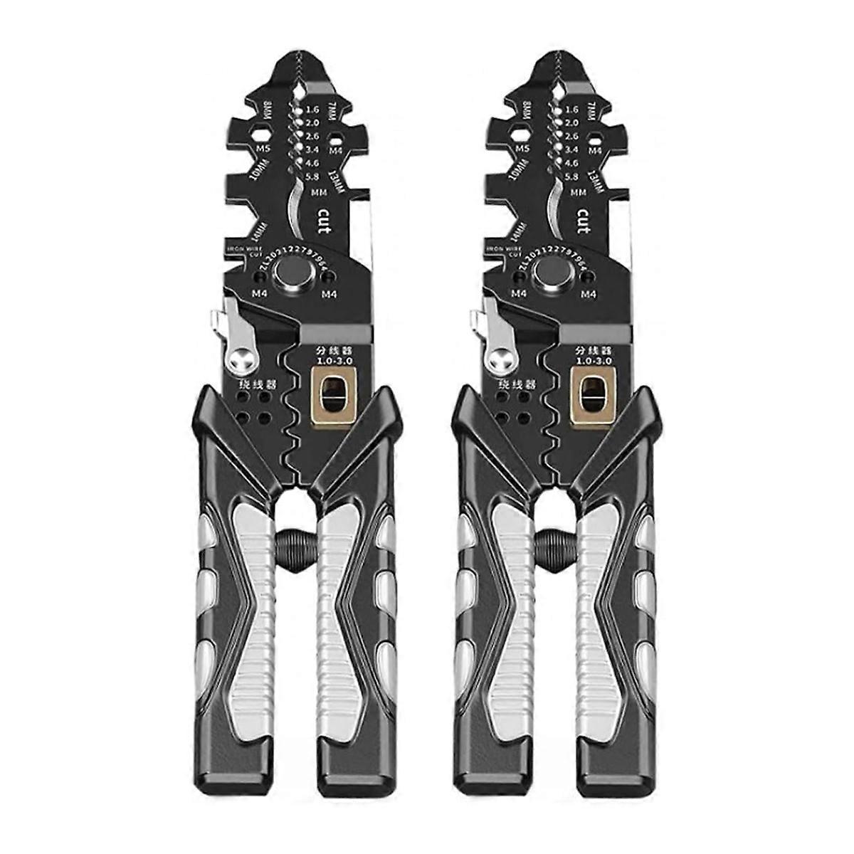 2PCS Wire Stripper Cable Cutter Pliers, 25-in-1 Wire Stripping Tool