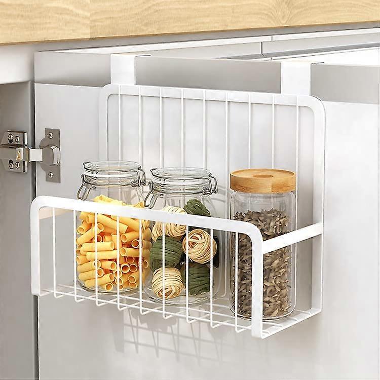 White Grid Storage Basket for Kitchen Organization and Bathroom Storage