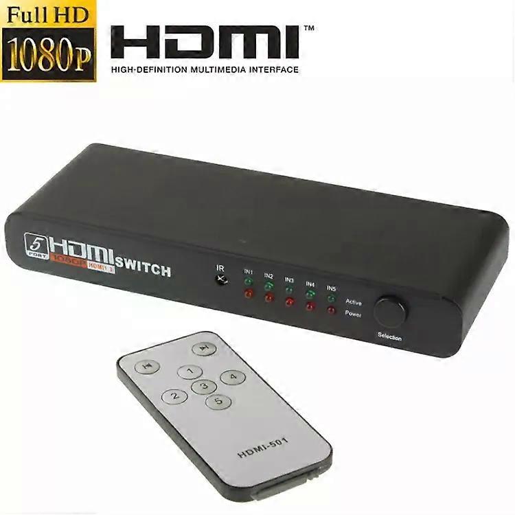 HDMI Switch-Full HD 1080P,5 Ports,Remote Control & LED Indicator -