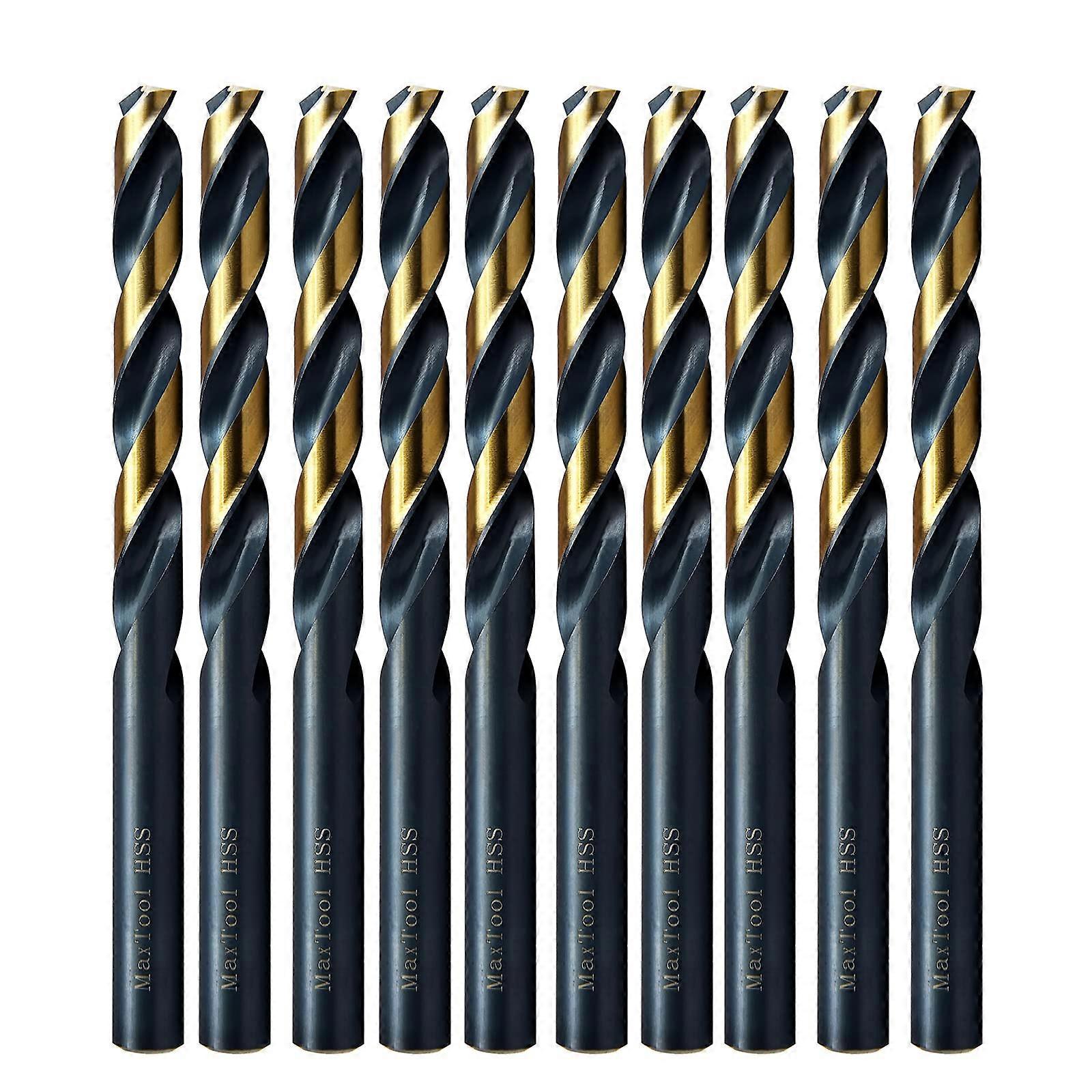 MAXTOOL Letter L 0.29' 10PCs Identical Jobber Length Drill Bits HSS M2 Twist Drill Bits Fully Ground Black & Bronze Straight Shank; JBL02H10RL10