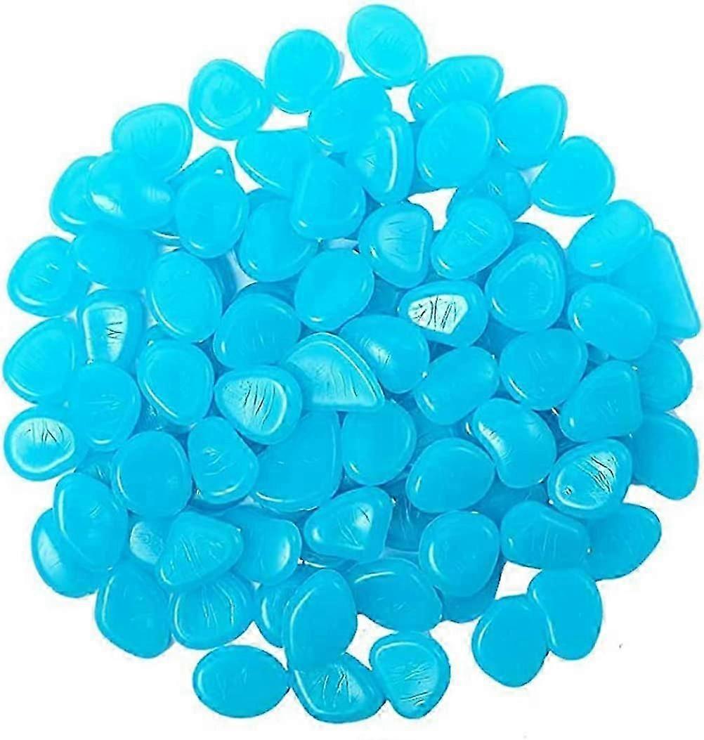 200 Pcs Multicolor Glow Pebbles for Aquarium, Fluorescent Pebbles (Blue)