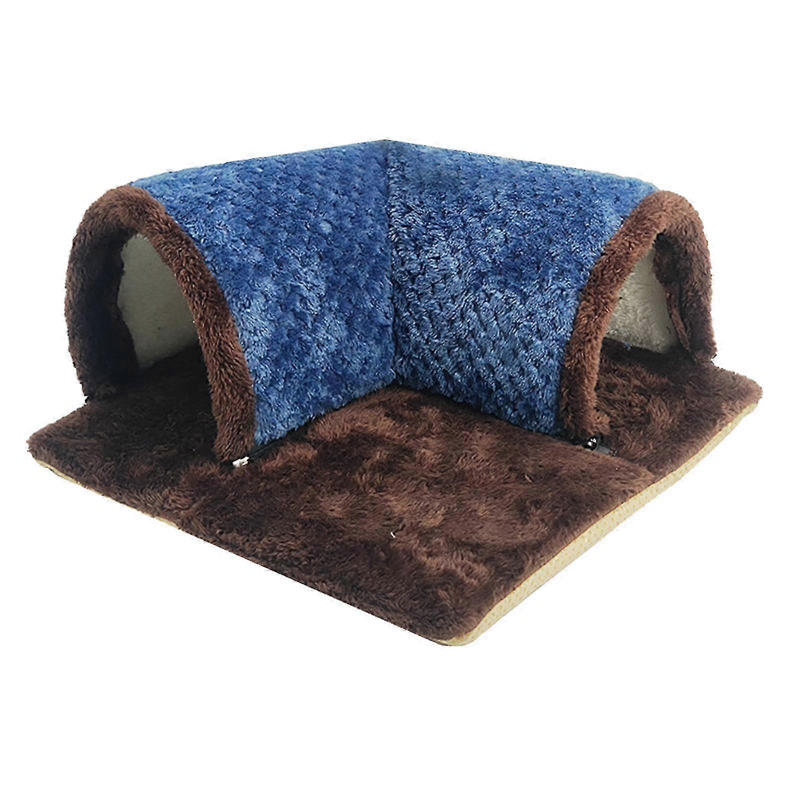 Breathable Small Animal Tunnel Hideout with Removable Mat for Guinea Pigs, Hamsters, Cats