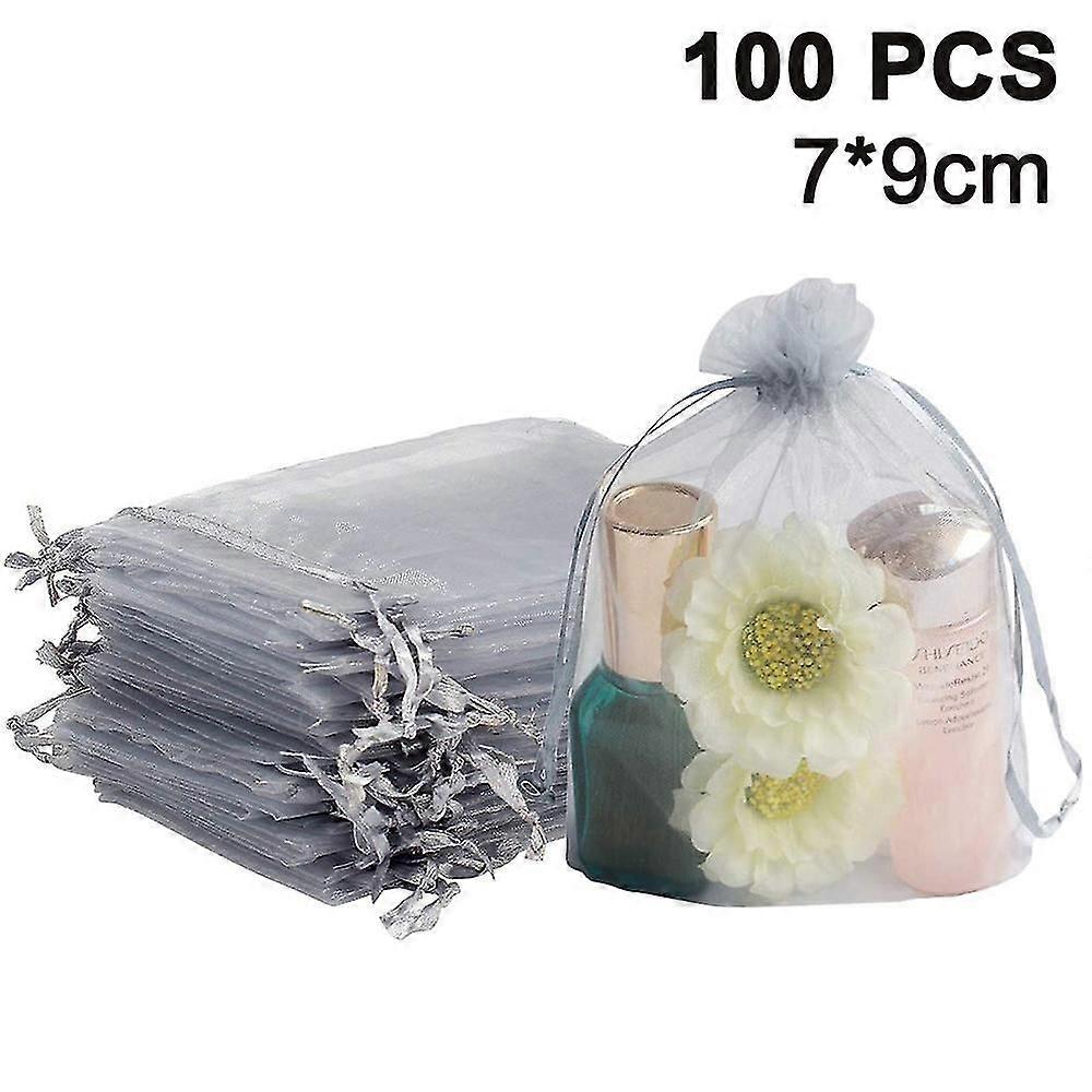 100pcs Sheer Drawstring Joyas Bolsas de regalo de fiesta de bodas