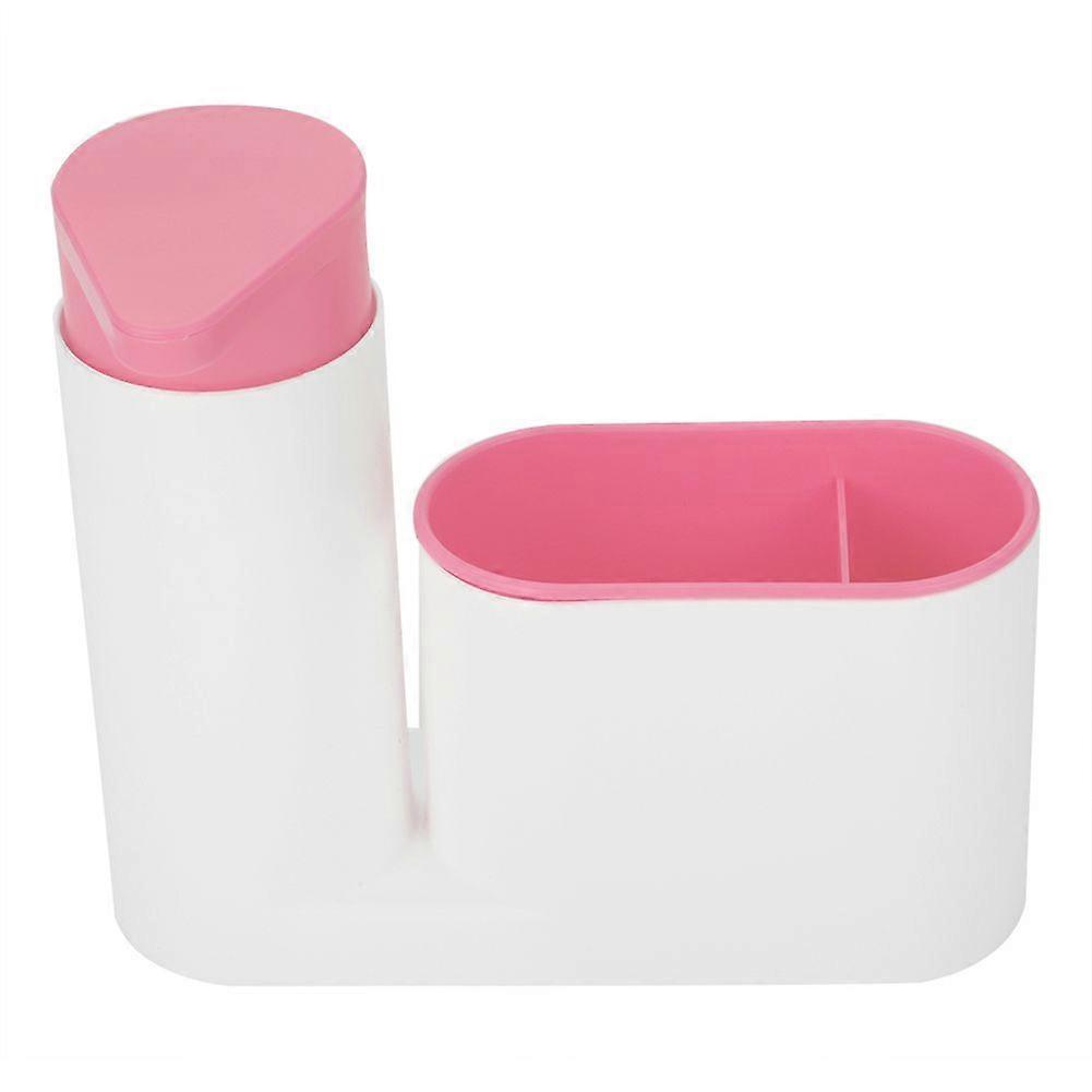 Multifunctional Washing Sponge Sink Detergent Soap Dispenser Storage Kit (Pink)