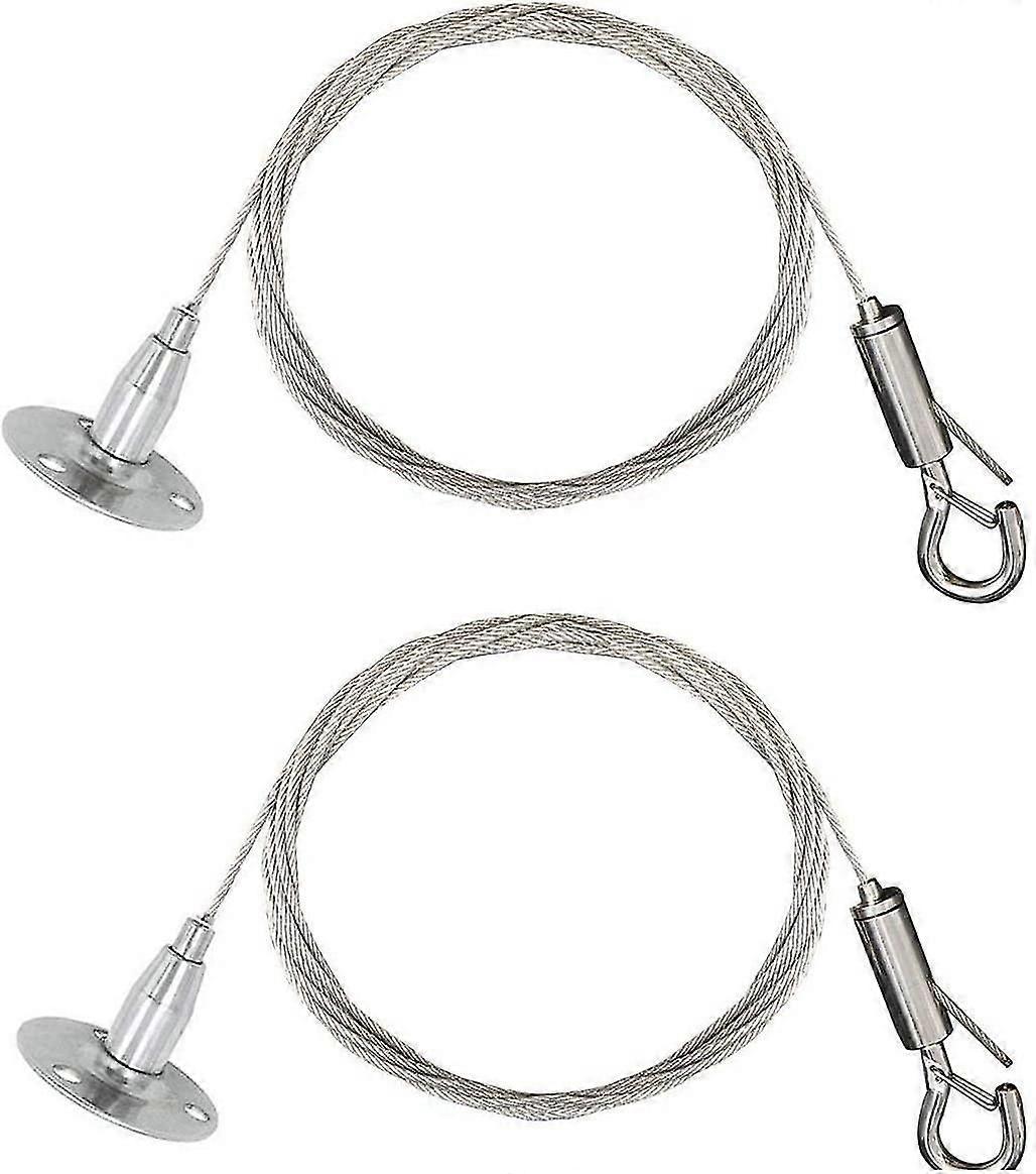 مجموعة من 2 كابلات من الفولاذ المقاوم للصدأ مع لقط أوتوماتيكي - خطاف قفل معلق وقرص - لتعليق علامة مضاءة ، مصباح