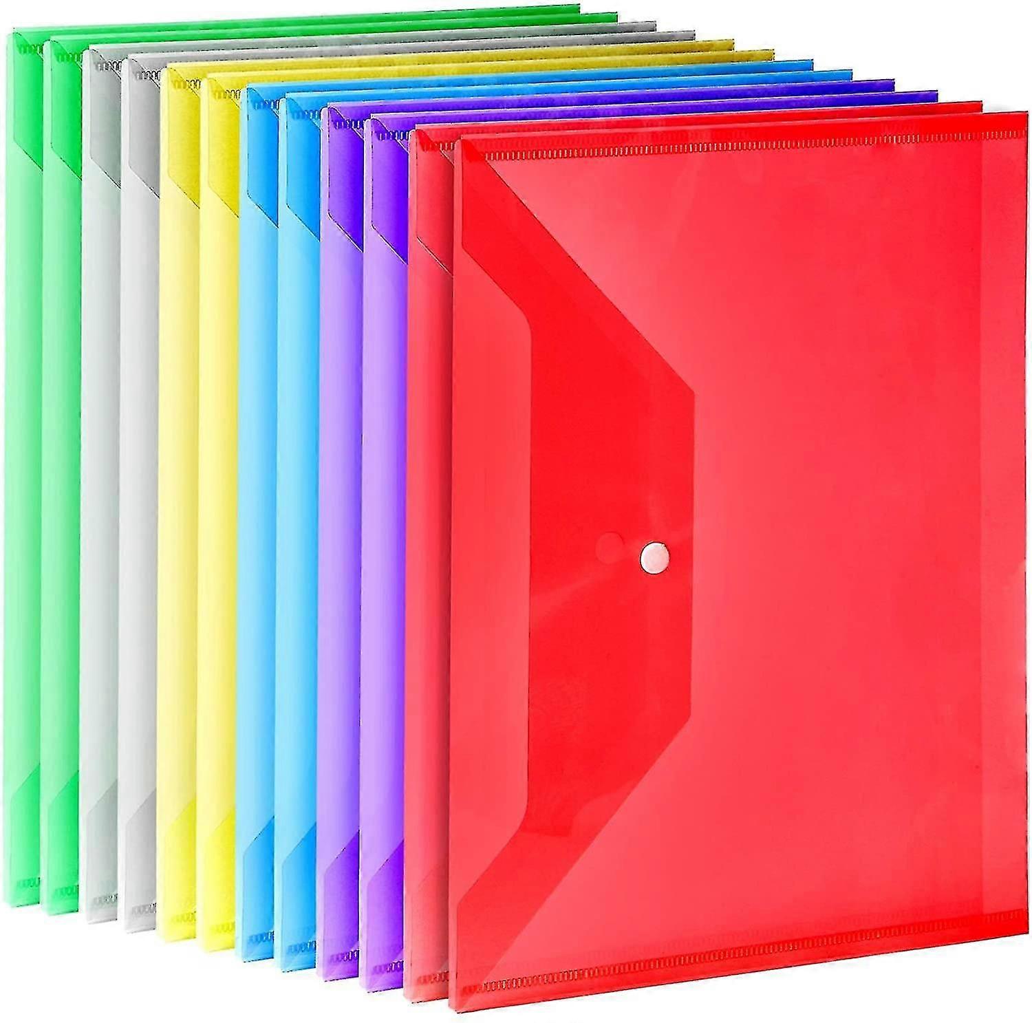 12 Pack Plastic Envelopes Plastic Envelopes, A4 Clear File Bag File Folder File Organizer With Snap Buttons For File Stationery Tools
