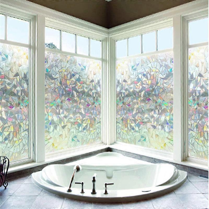 Window Privacy Film Rainbow Window Cling 3D Static Cling Non-Adhesive Removable Window Sticker Blocking Window Decal