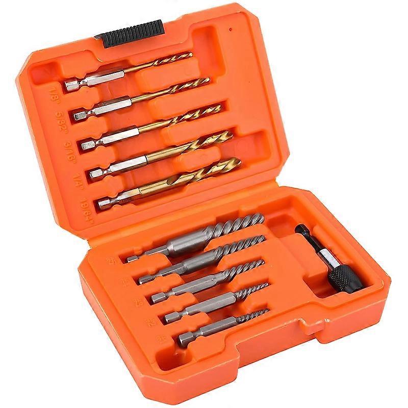 10-Piece Screw Extractor and Drill Bit Holder,Left Hand Drill Bit Set