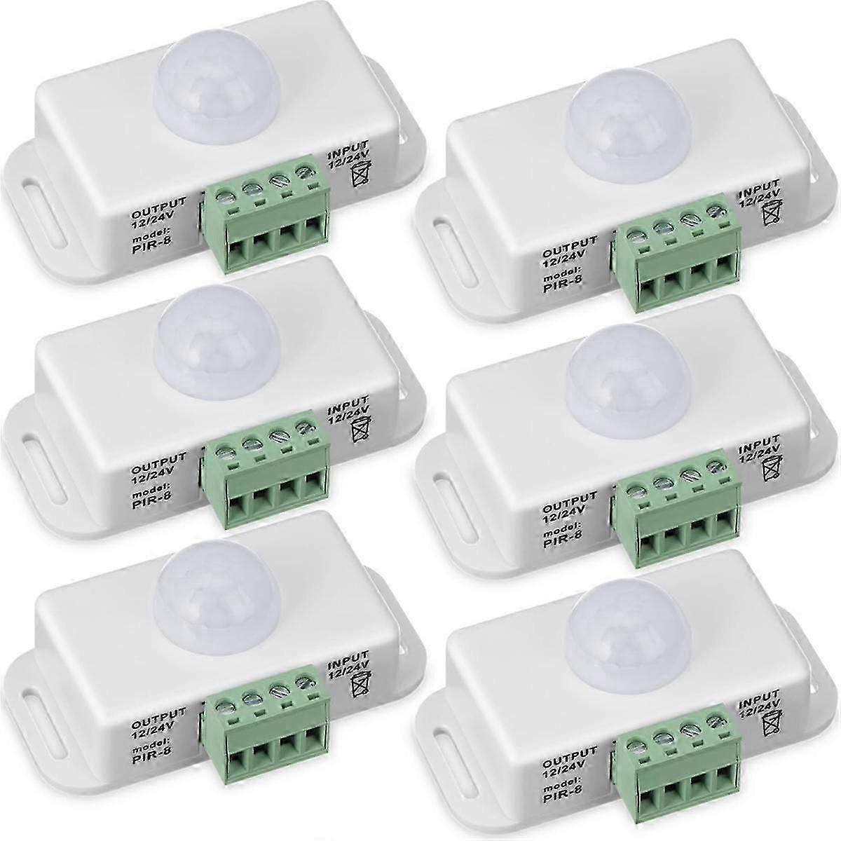 6 Pack 12V 24V PIR Sensor LED Motion Sensor Motion Detector Light Switch Body Infrared Sensing Moti