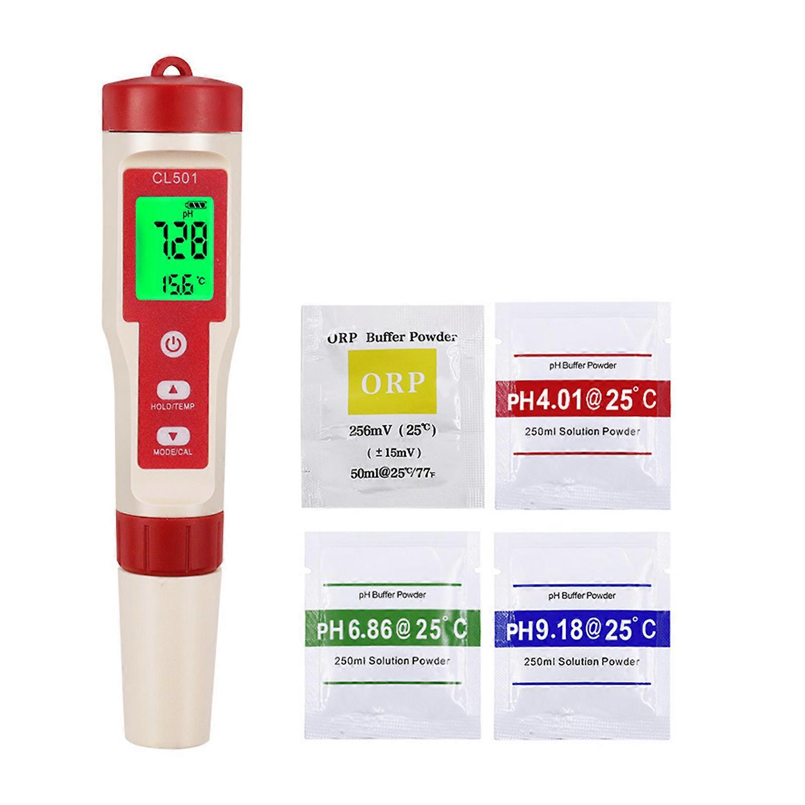 Multifunctional 5 in 1 Water Quality Testing Pen with Calibration Powder Water Quality Analyzers Suitable for ORP TEMP