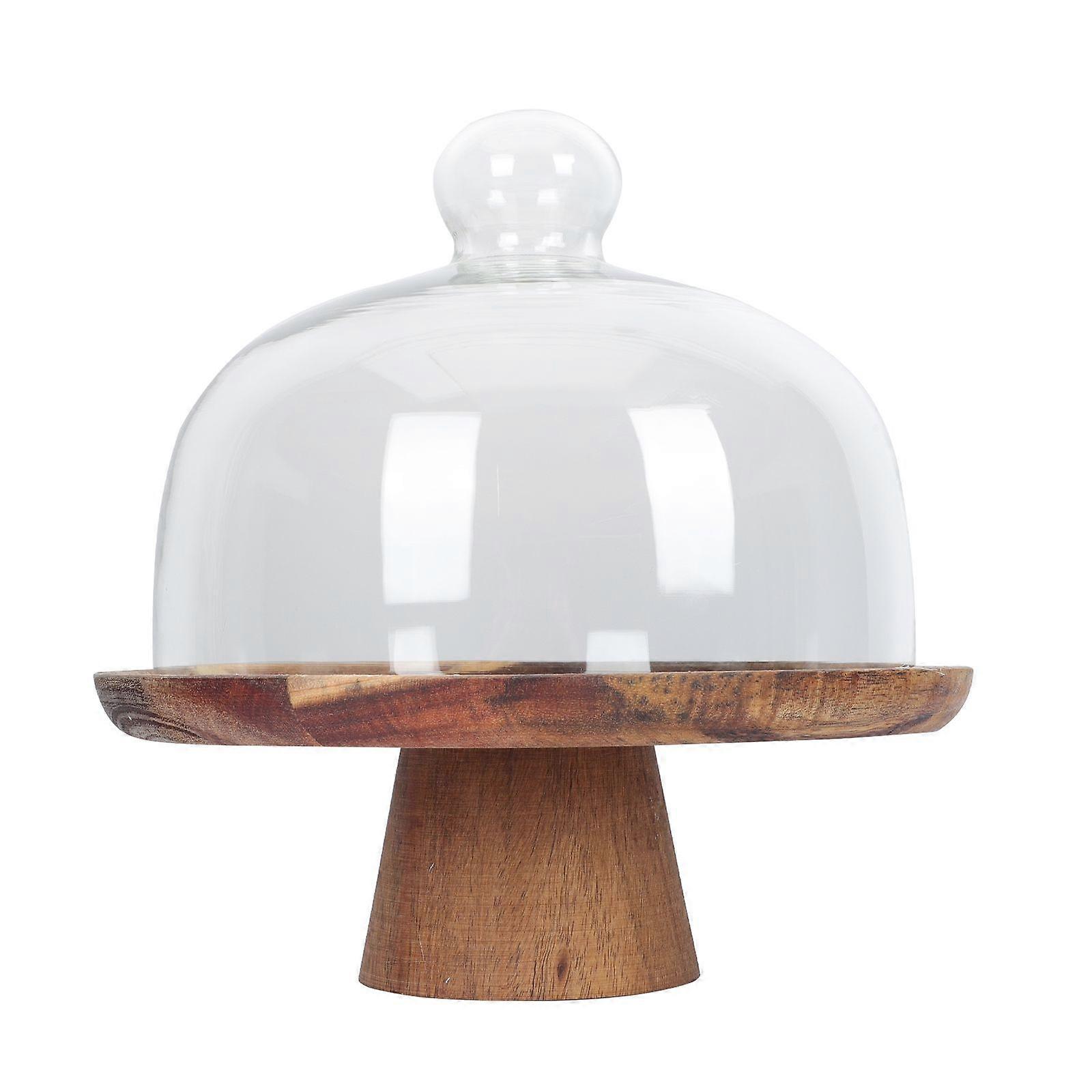 1 Set Cake Storage Plate Cake Stand Cake Tray Wooden Base Cake Display Tray with Cover