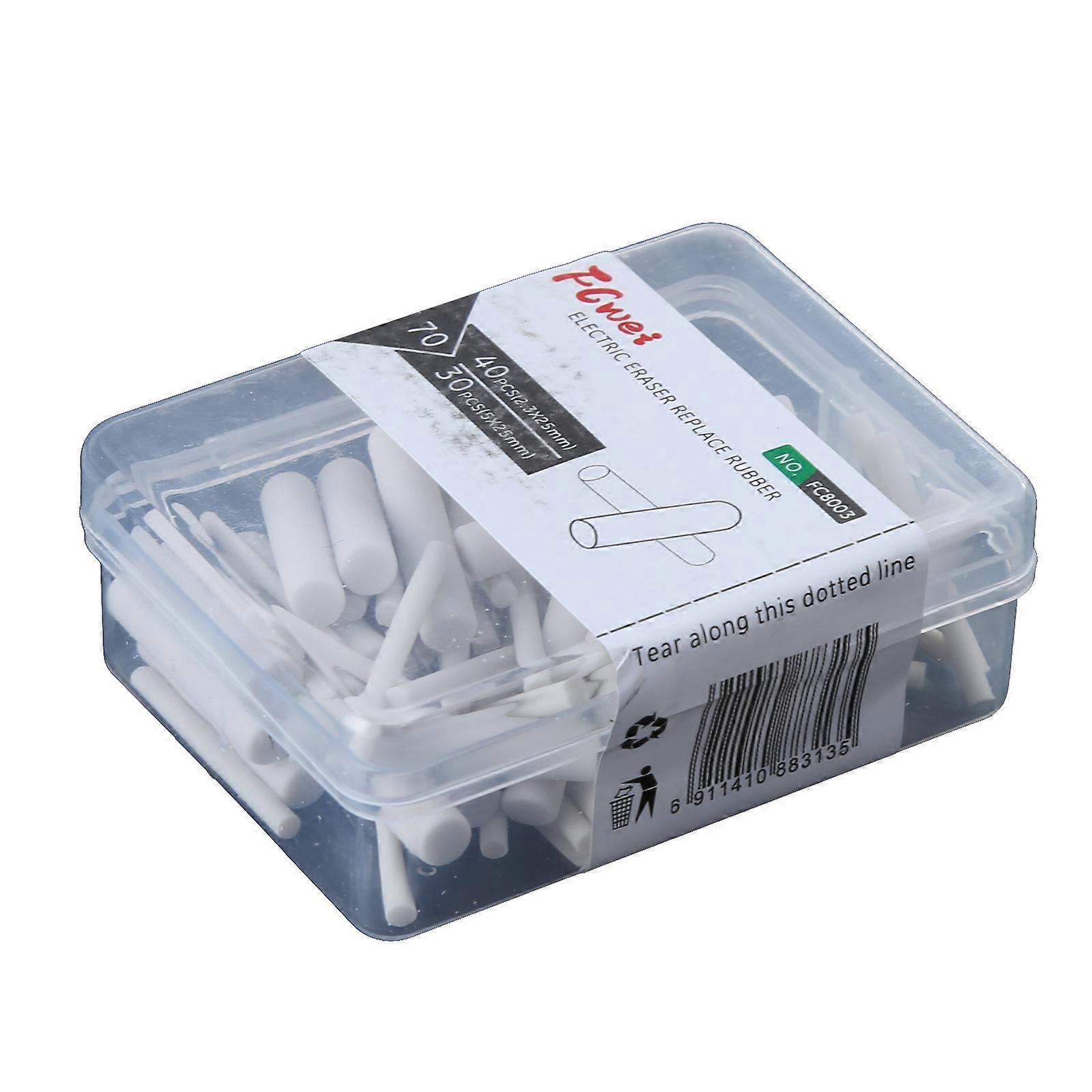 70 Counts Mechanical Pencil Eraser Refills 2.3mm/5mm Replacement Eraser Refill with Storage Box Sketch Eraser Pen Refill White