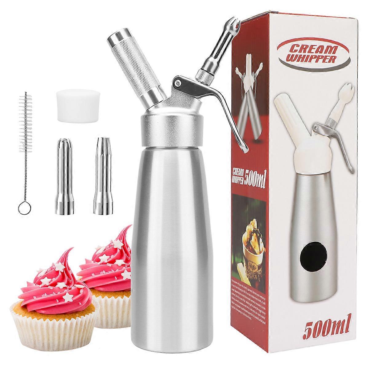 Professionell grädddispensor, sifon i rostfritt stål 500 ml, 3 munstycken