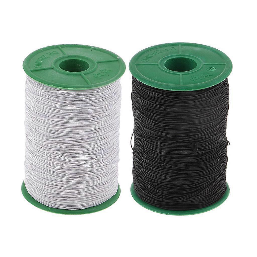 2Rolls Strong Elastic String Cord Thread for DIY Crafting 0.5mm White Black