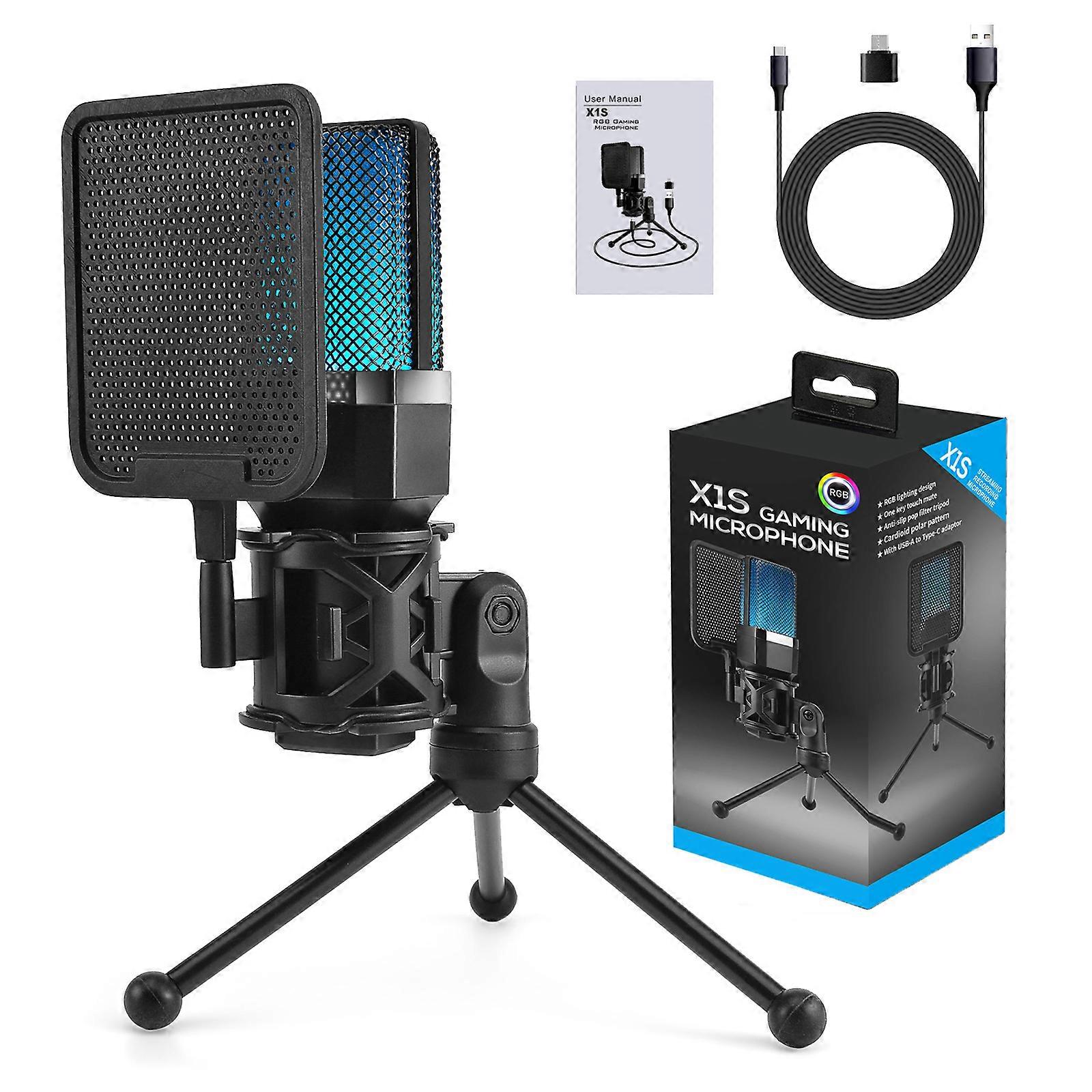 Easy to Use Desktop Microphone with Colorful Effects & Noise Canceling Space Saving Microphone Stand set for Vloggers