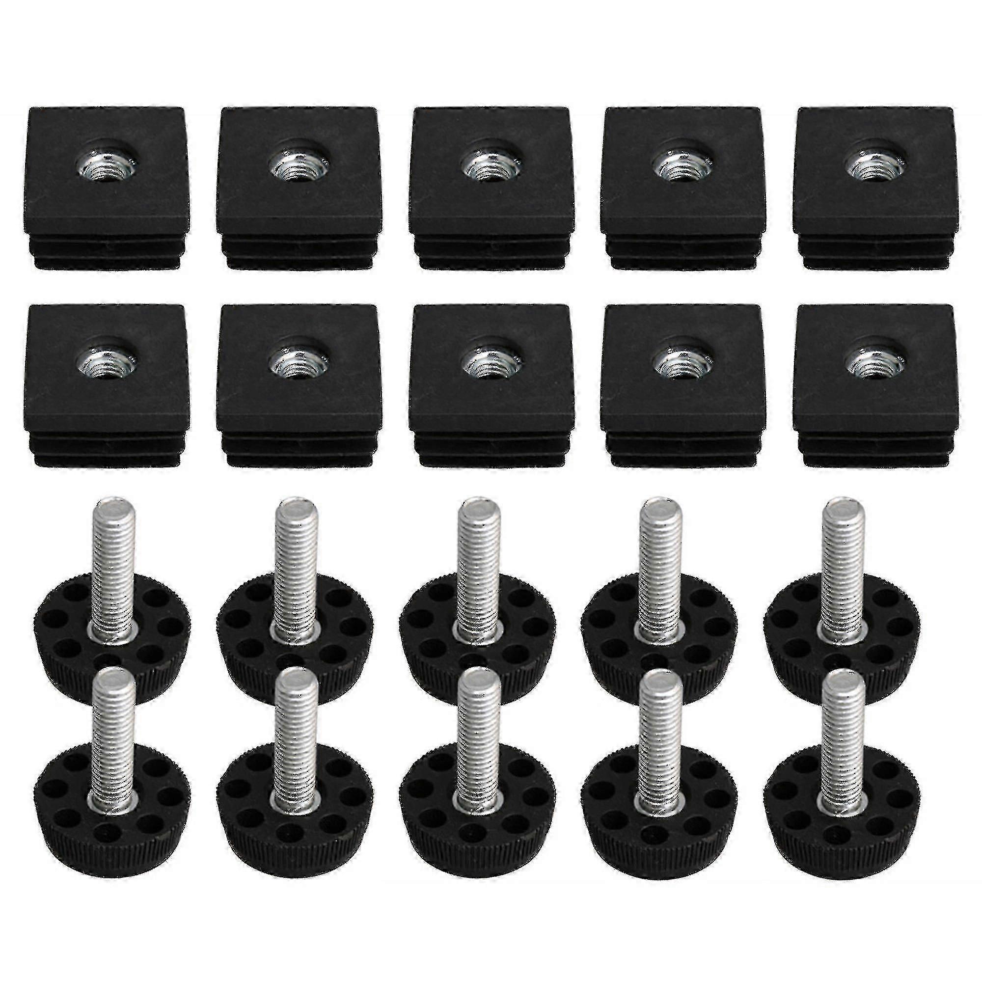 10個入り調節可能なM8ネジ家具脚と3x3cm角テーブル脚プラグエンド