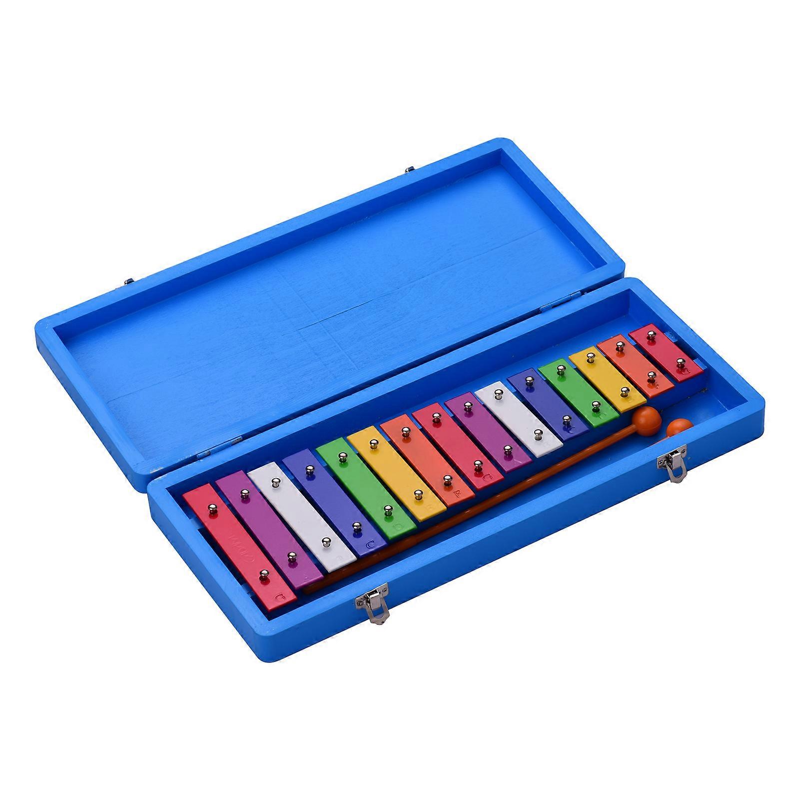 Xylophone Glockenspiel 15 touches, instrument de percussion musical éducatif et coloré avec étui et maillets pour le développement du sens musical