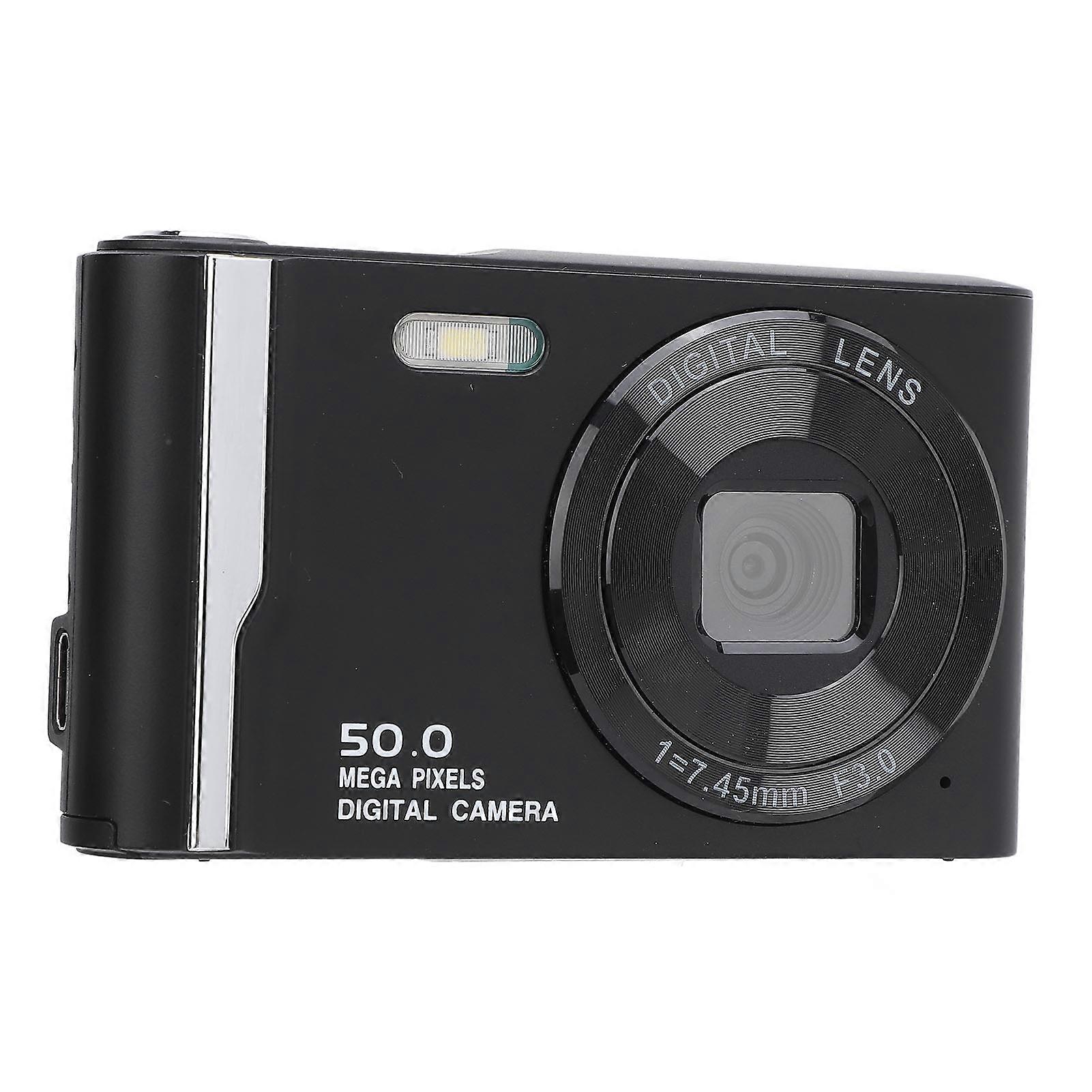 4K 50MP Digital Camera HD 16x Digital Zoom 2.8 Inch LCD Screen Anti Shake Autofocus Retro Compact Small Camera with Flash for Travel Black 