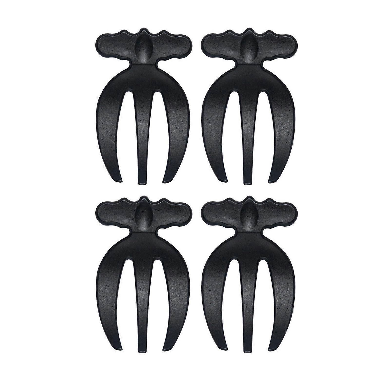 Kuechensalatkrallen Serving Fork Set: Efficient Salad Tongs, Portable Kitchen Tools for Vegetables and Fruits, 4Pc Black
