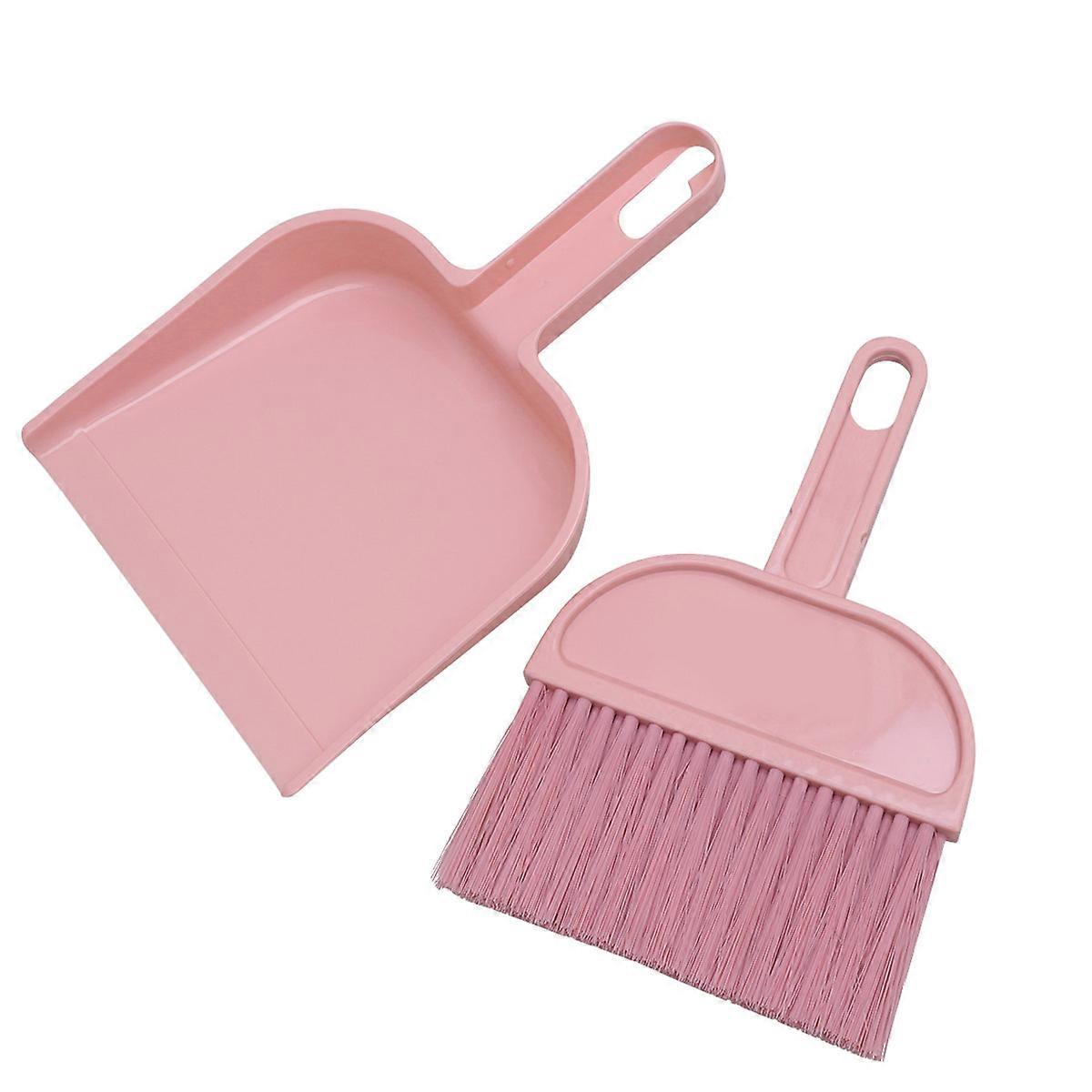 Cleaning Tools Mini Broom and Dustpan Set for Cage Cleaner Use Pink