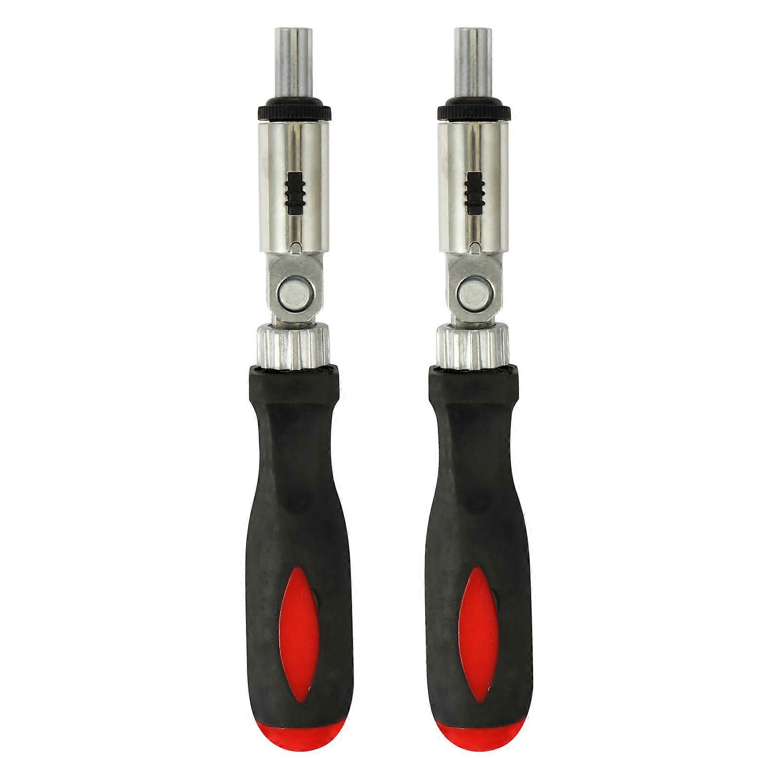 2 Pcs Multi Functional Hexagonal Ratchet Wrench Handle Screwdriver Set
