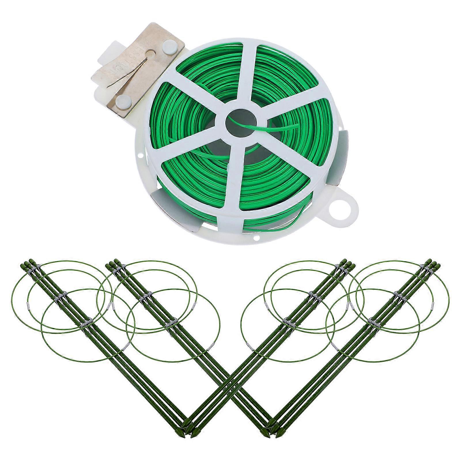 Potted Plants Trellis Garden Flower Climbing Frame Provide Healthy Growth Environment Plastic 4 Racks 1 Roll of Tie Wire