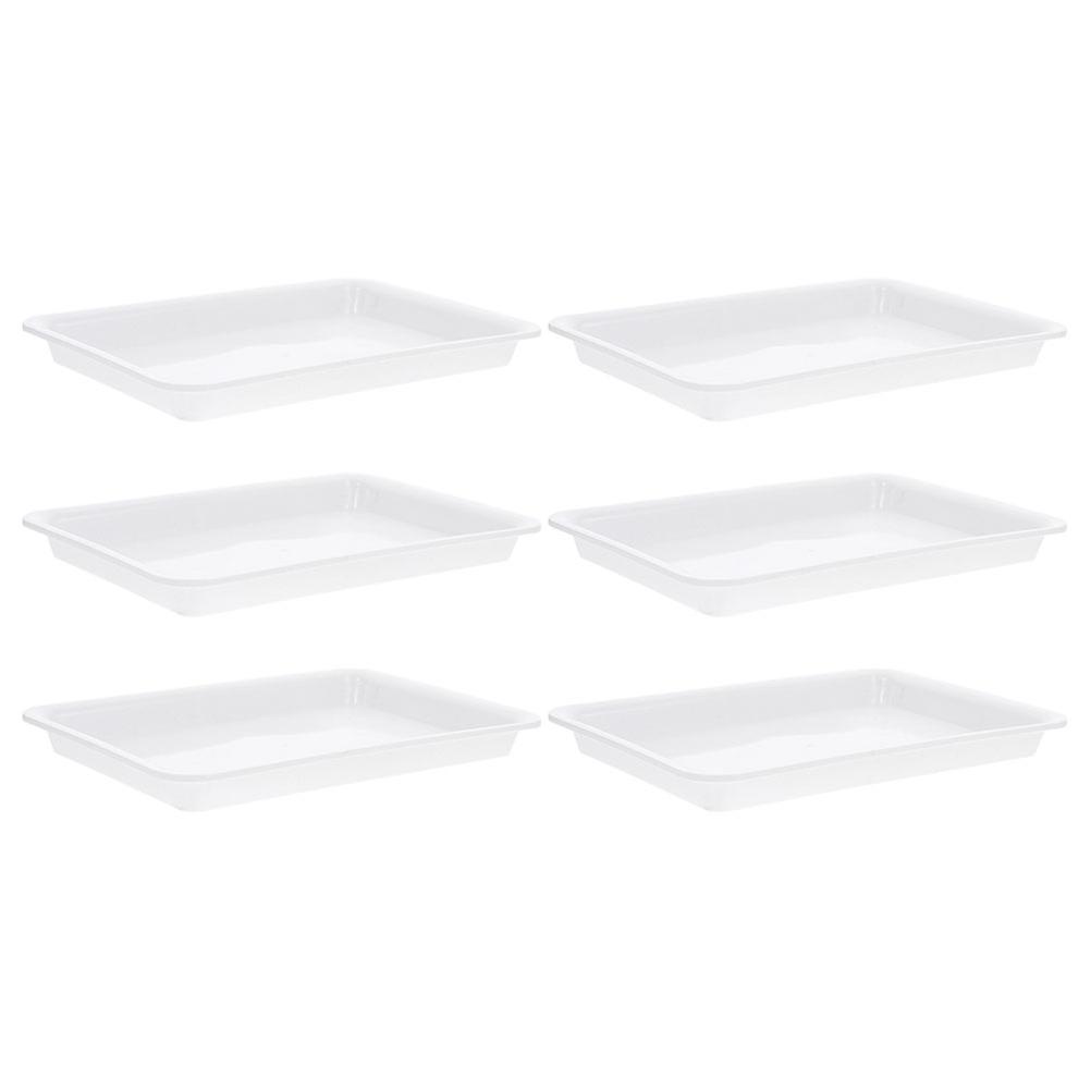 Plastic Drip Pan Rectangular Flower Pot Saucer Bonsai 20.00X15.00X2.00CM White PP Practical Design 6Pcs