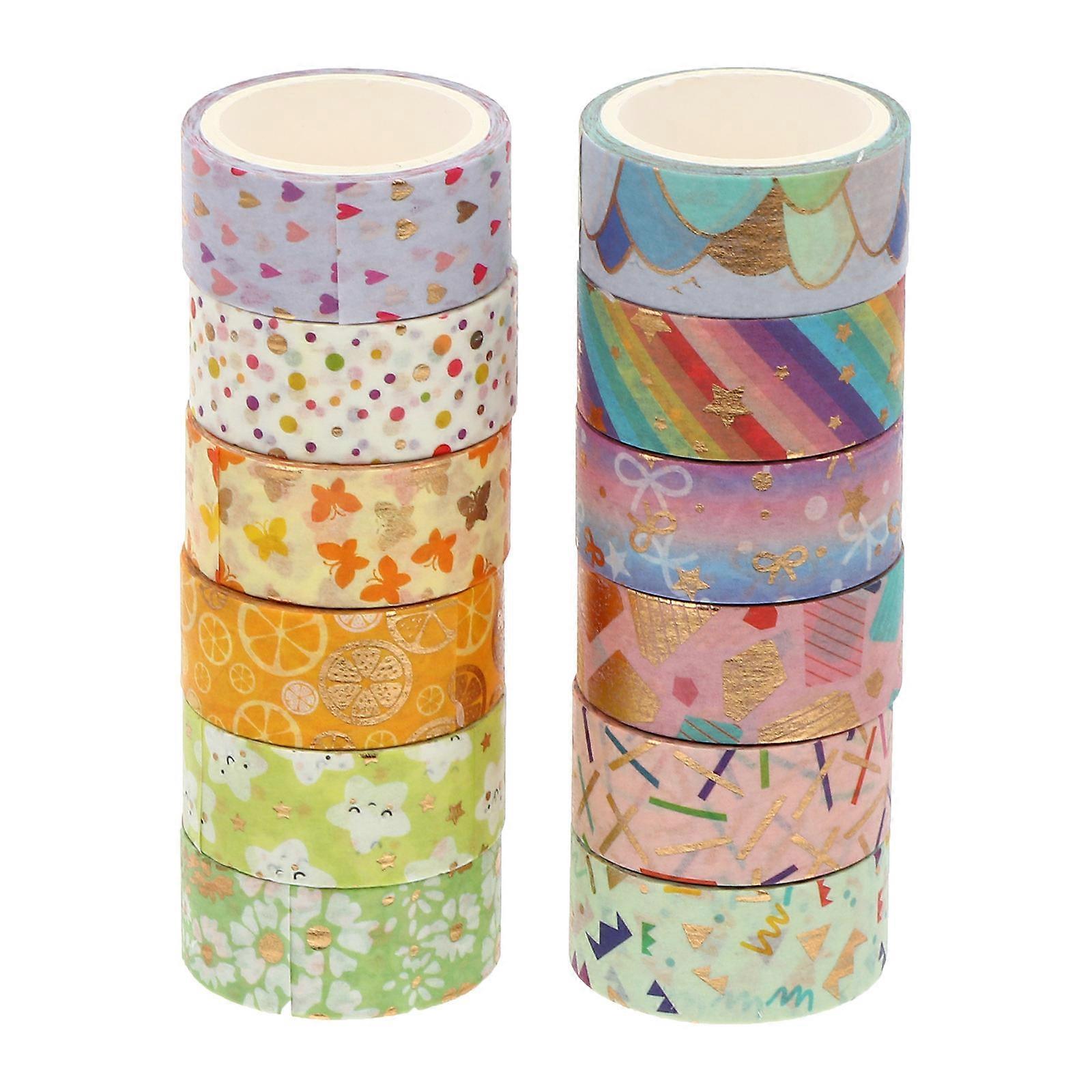 Diy Washi Tapes Washi Paper Tape Diary Style Journal Decoration Assorted Color 12 Rolls
