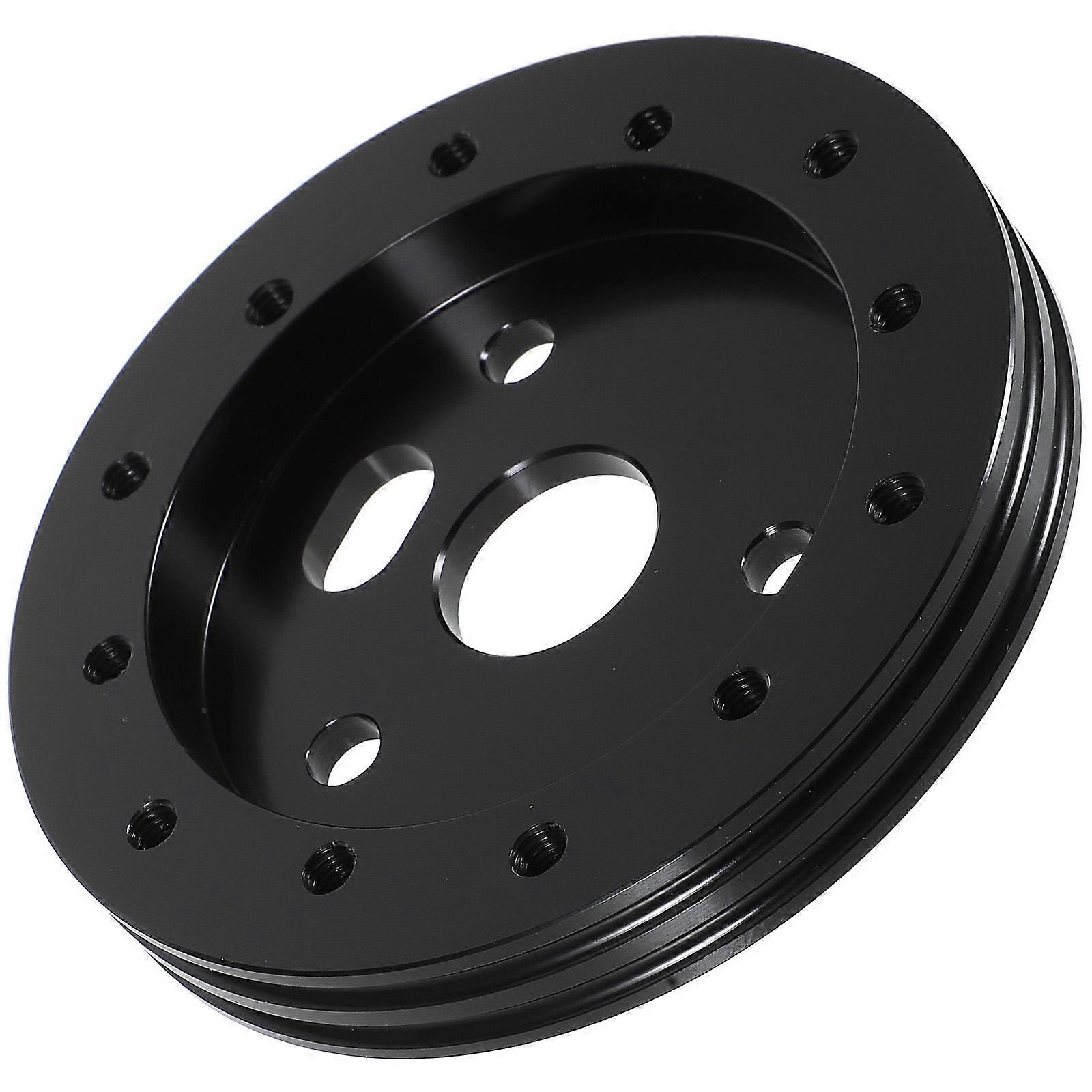 Steering Wheel Hub Conversion Spacer Round Shape 6 Holes To 3 Holes Conversion 1.20cm Thickness Black 1 Set