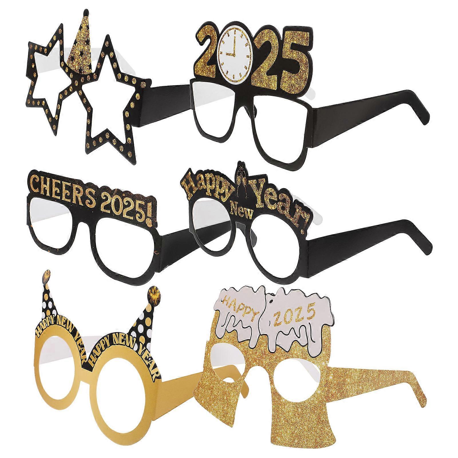 Happy New Year's Eve Glasses Carnival Festive Style Assorted Color 6Pcs