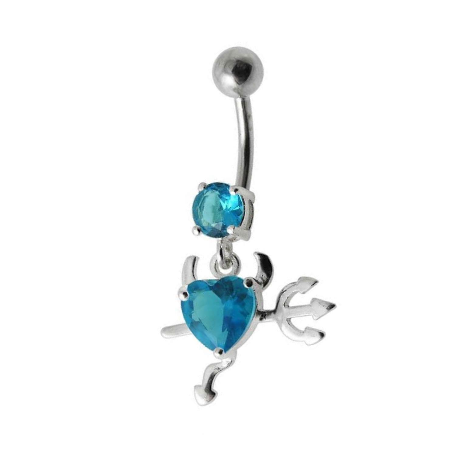 Jewelled Devil Heart Dangling Belly Ring