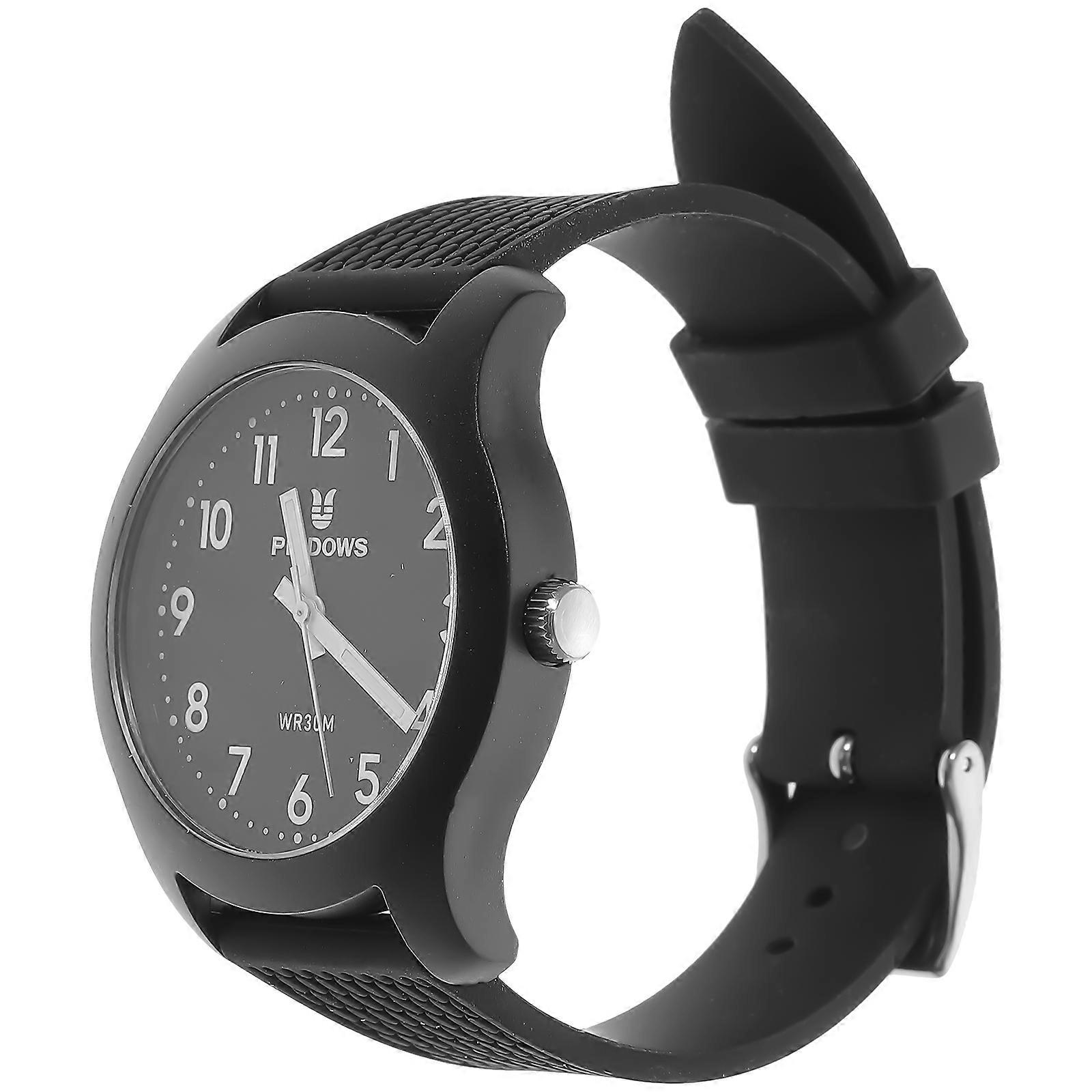 Waterproof Student Wrist Watch Daily Style Round Black 4.5X4CM Time Management 1Pack