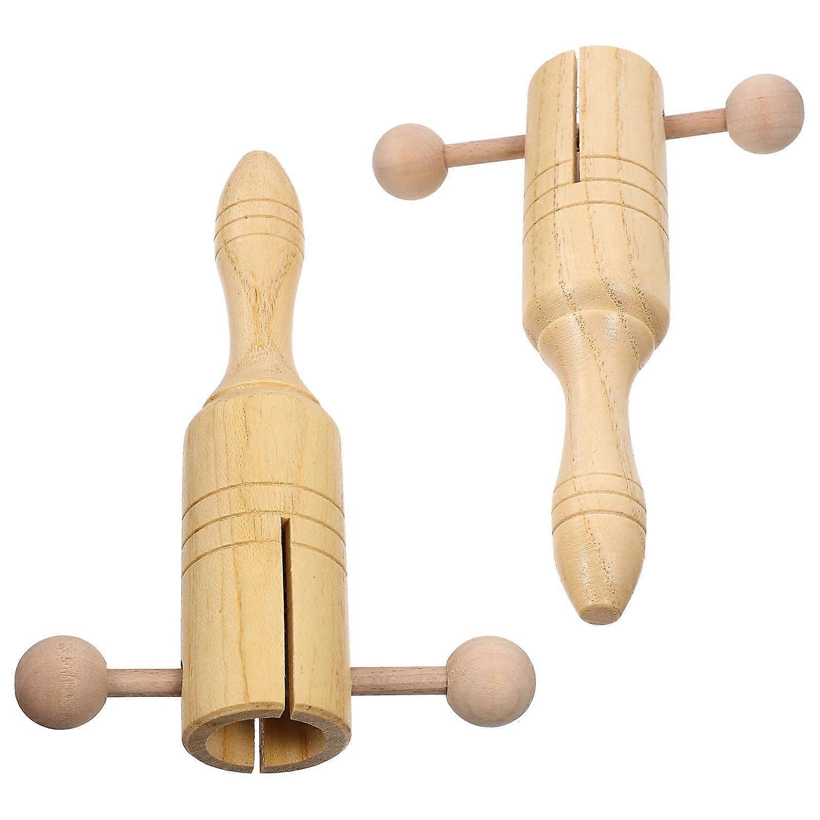 Portable Wooden Hand Bells Early Educational Music Instruments for Tambourine Band Performances and Classroom Learning for Boys 2pcs