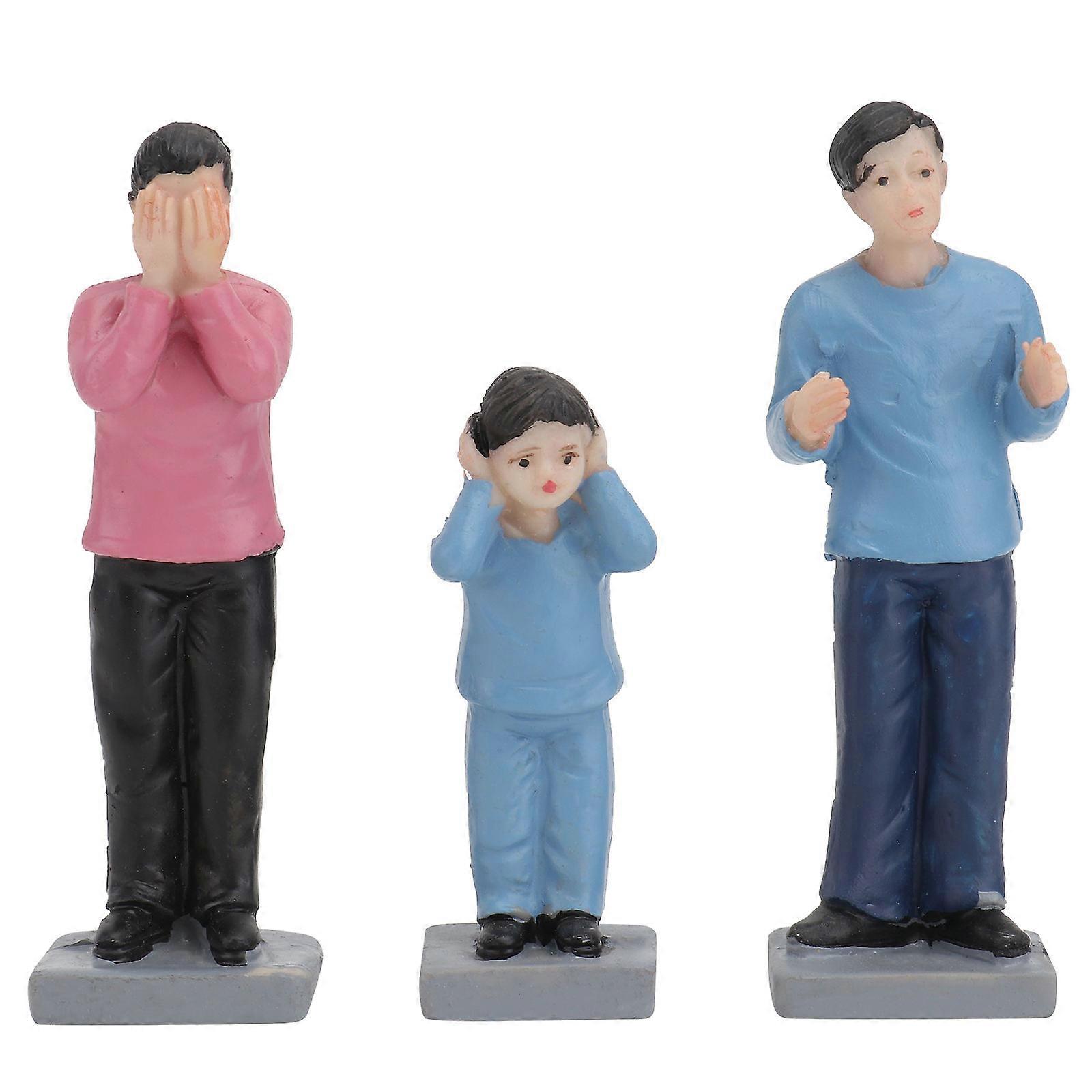 3pcs Miniature Figurines Set Family Dispute Theme Painted Human Models for Tabletop Displays, School Projects, Architecture Models and Miniature