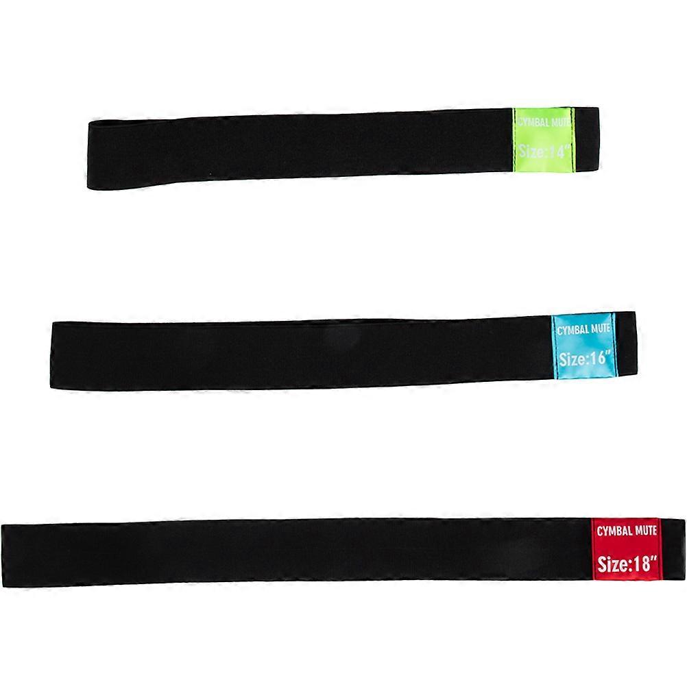 Drum Cymbal Mute Belt Low Volume Protect Hearing Assorted Color 56x5cm 3Pcs