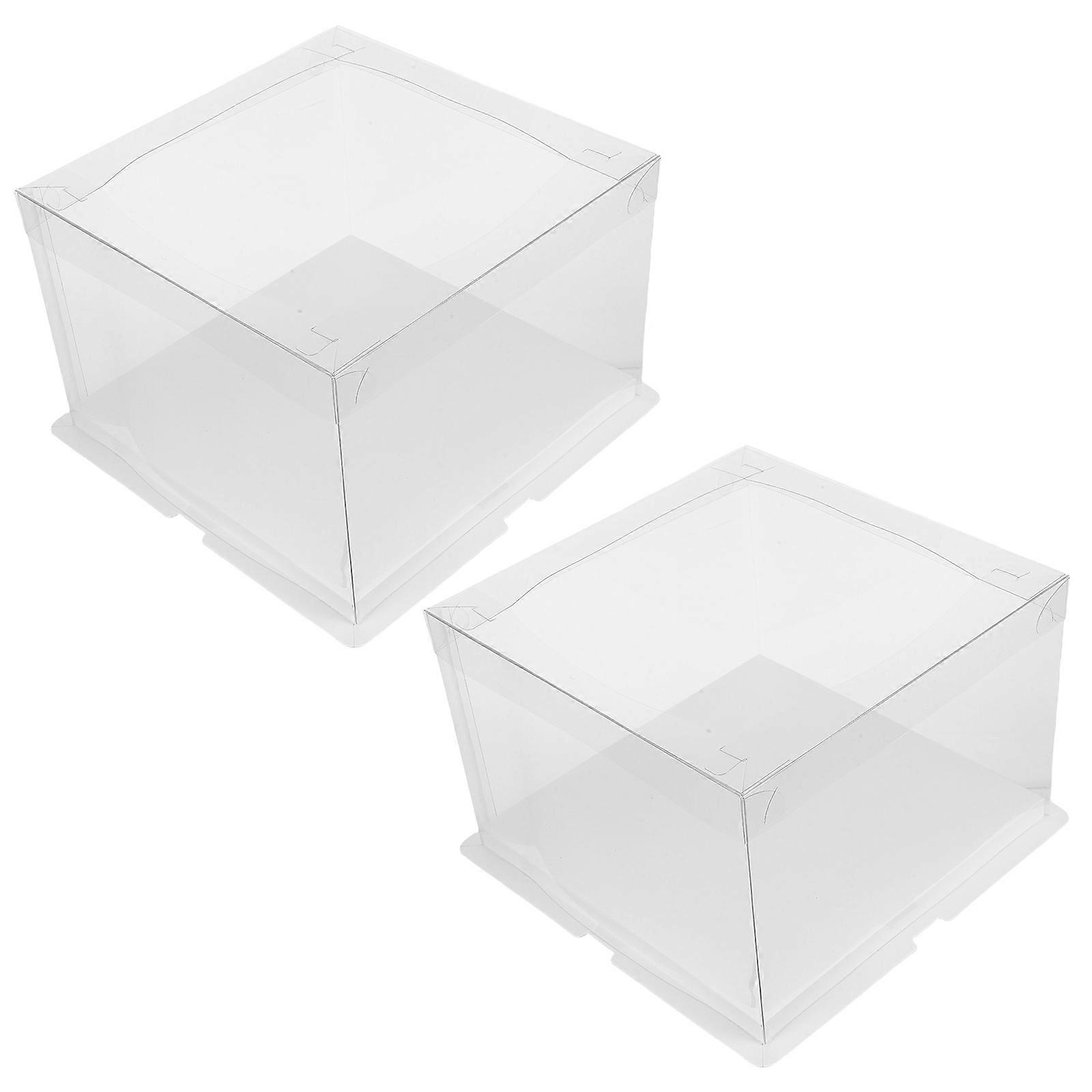Transparent Cake Box Square Plastic For Safe Transport Of Cakes 2Set