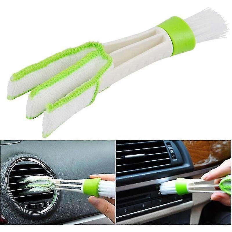Portable Double Head Car Ventilation Window Blind Cleaning Brush with Microfiber Sleeve