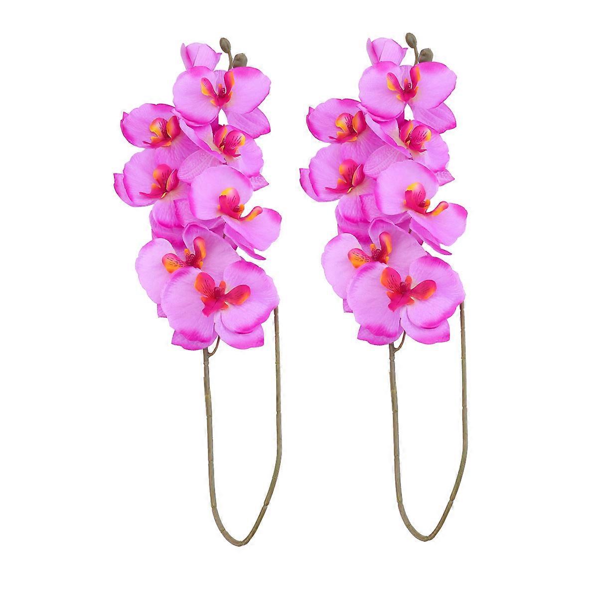 Artificial Beautiful Flowers Imitation Orchid Ornaments Cloth Material For Home Decor Lilac 2Pcs