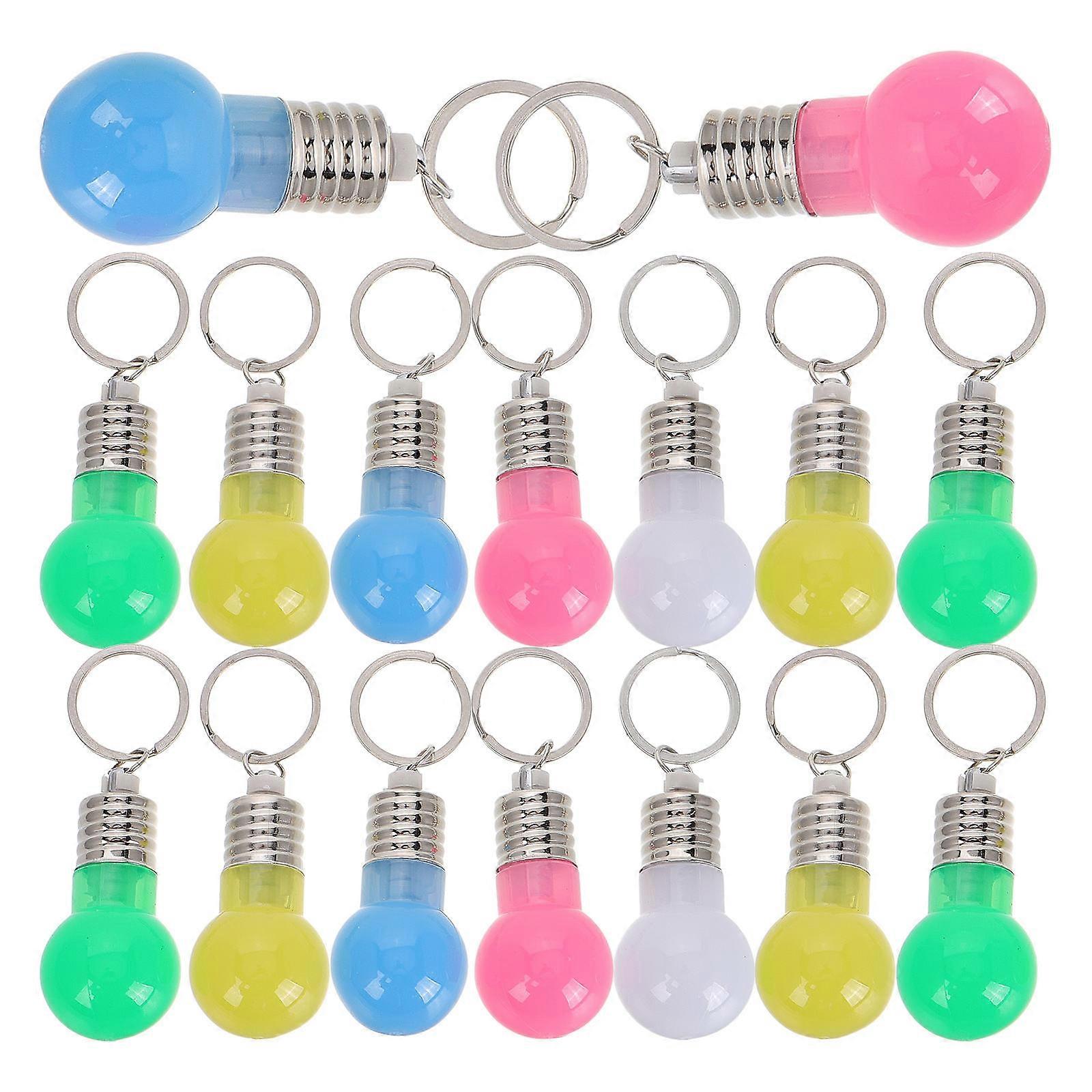 21pcs Bulb Keychains Colorful Flashing Keyrings for Bags Accessories Unique Design Ornament Random Colors Decorative Fun Use