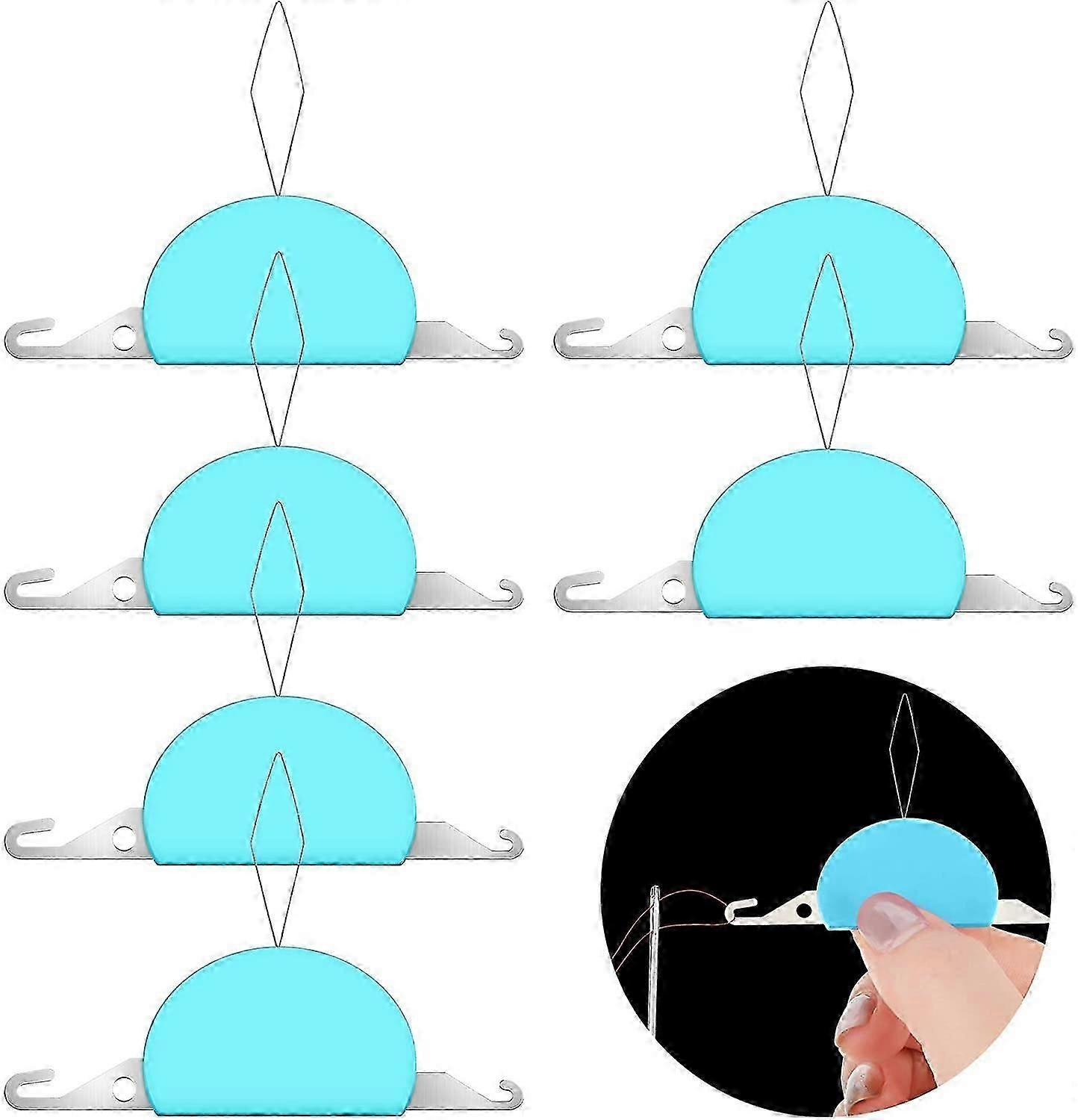 6 Pieces 3-in-1 Plastic Needle Threaders, Plastic Wire Loop DIY Hand Machine Sewing Tool