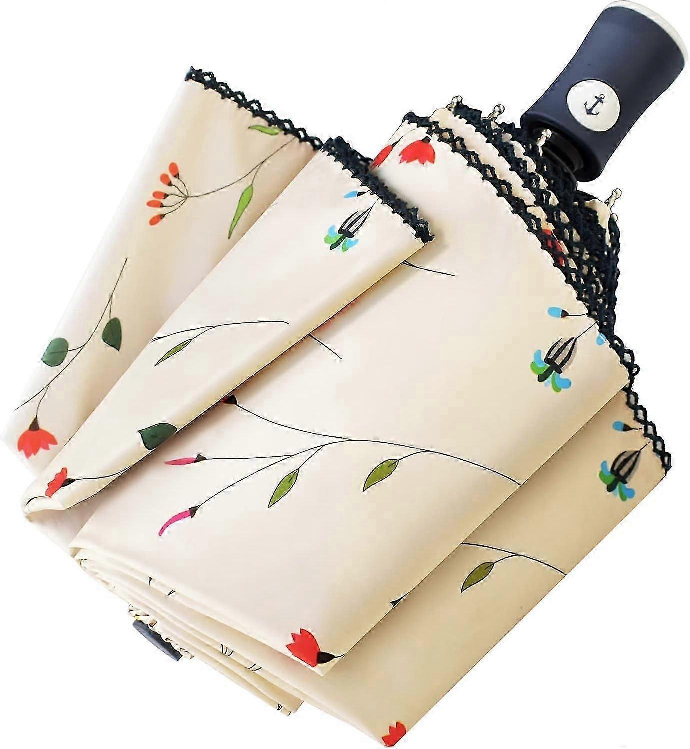 UVサンアンブレラ コンパクト折りたたみ式 旅行用傘 自動開閉 防風 防雨 99.9%UVカット ブラックUVカットコーティング 日傘