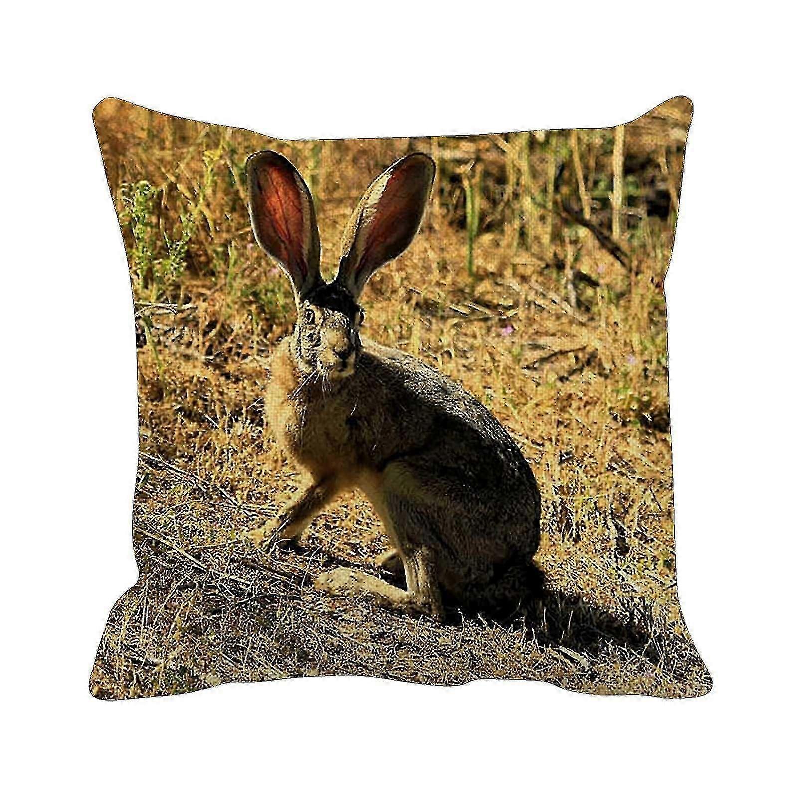 2025 Latest Model Easter Linen Pillow Cover Rabbit Pattern Pillow Cover