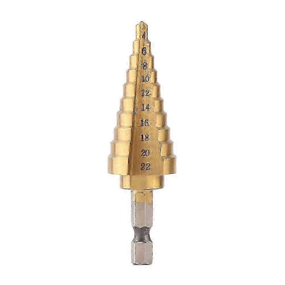1pc High Speed Steel Titanium Coated Step Drill Bit Hole Cutter Hex Shank Power Tools 4-22mm
