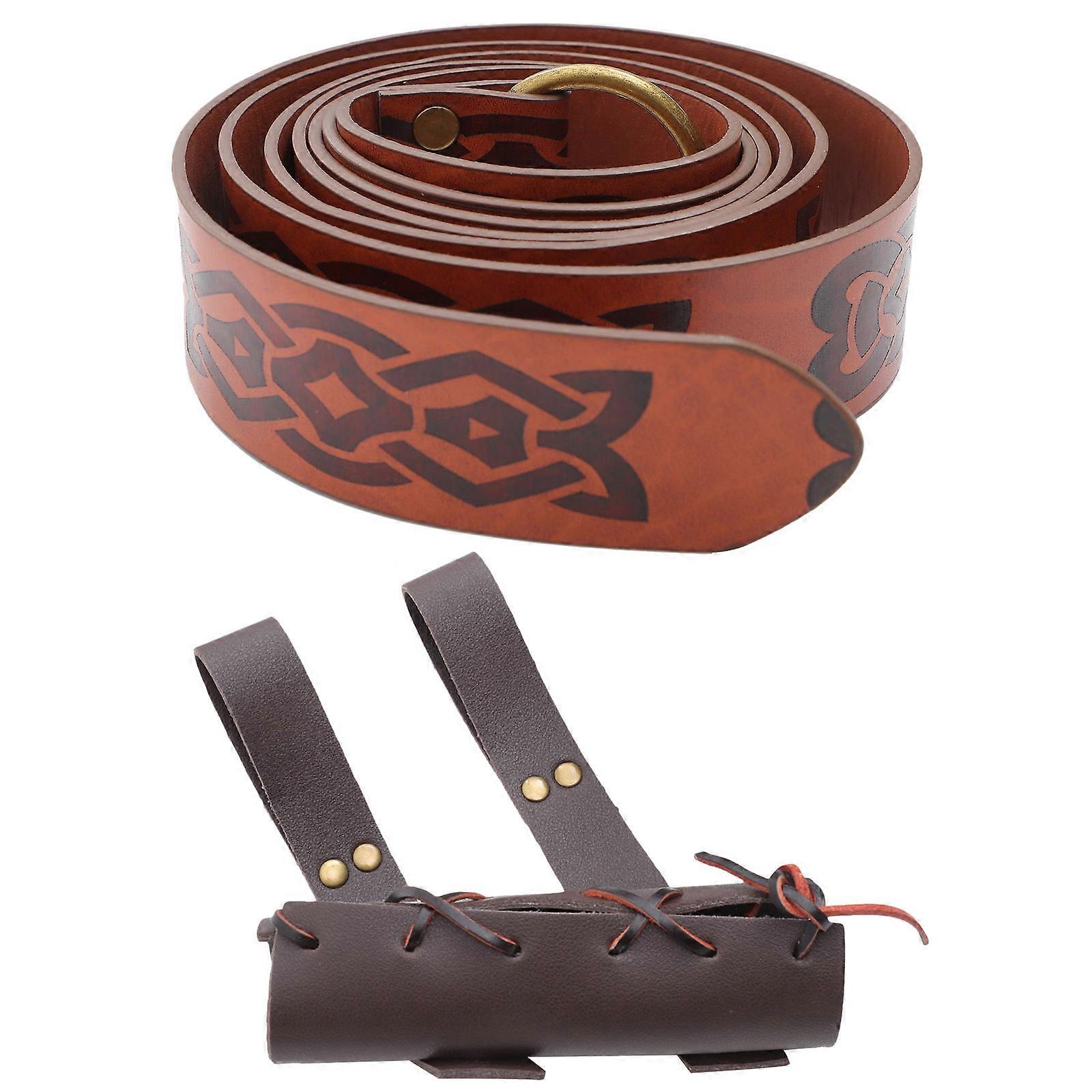 Renaissance Knight Belt Medieval Sword Belt For Men Brown 16.00X5.00X4.00cm Stage Performance Prop 1 Set